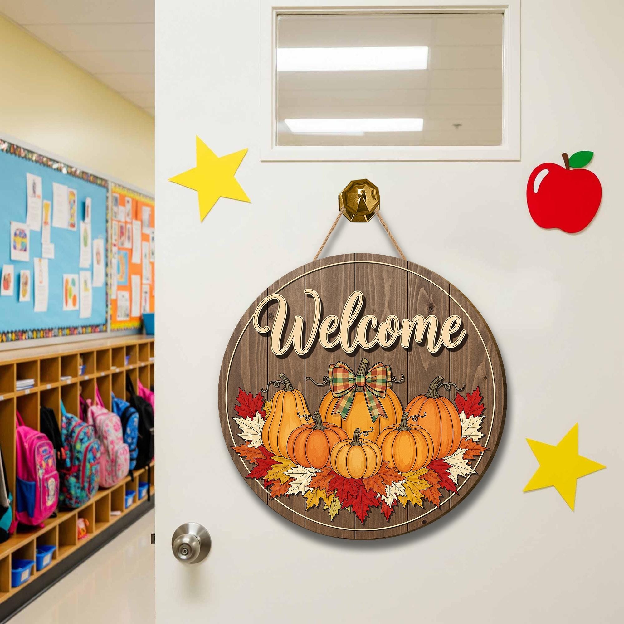 Fall Pumpkin Door Hanger, Rustic Welcome Sign, Autumn Front Door Decor, Thanksgiving Porch Sign, Farmhouse Wooden Wall Decor