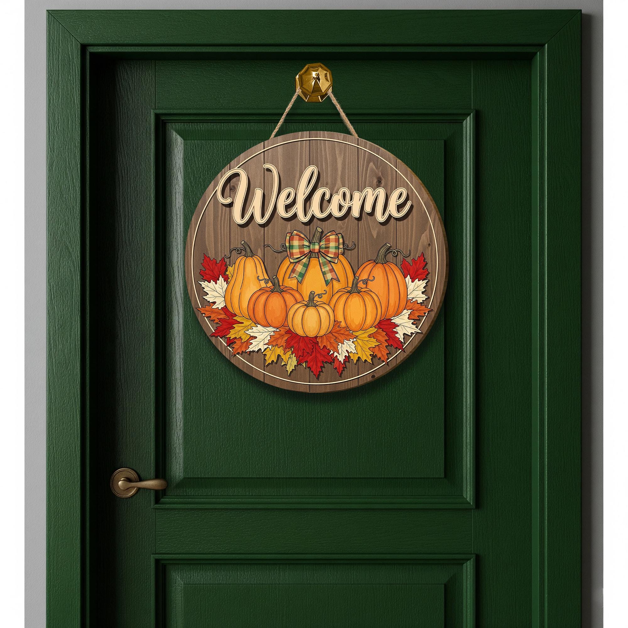 Fall Pumpkin Door Hanger, Rustic Welcome Sign, Autumn Front Door Decor, Thanksgiving Porch Sign, Farmhouse Wooden Wall Decor