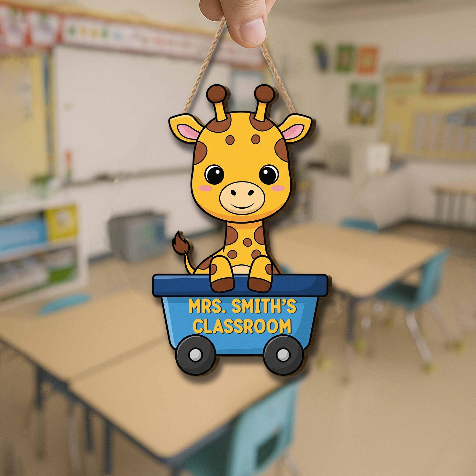 Personalized Giraffe Classroom Door Sign – Cute Custom Teacher Name Sign for Preschool, Daycare, or Kindergarten Wall Decor, Classroom Decor