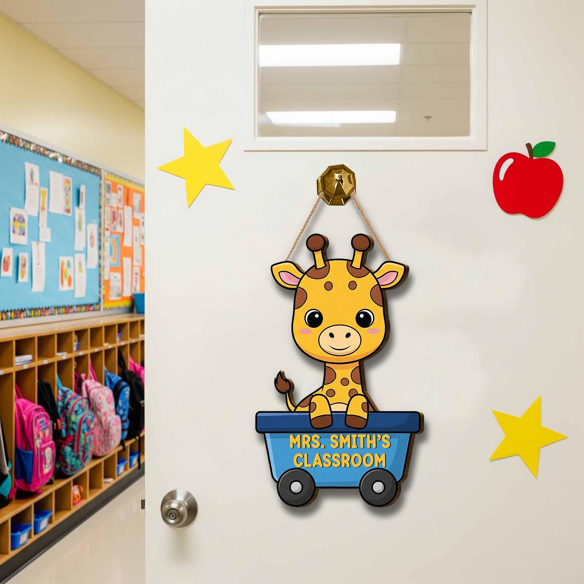 Personalized Giraffe Classroom Door Sign – Cute Custom Teacher Name Sign for Preschool, Daycare, or Kindergarten Wall Decor, Classroom Decor