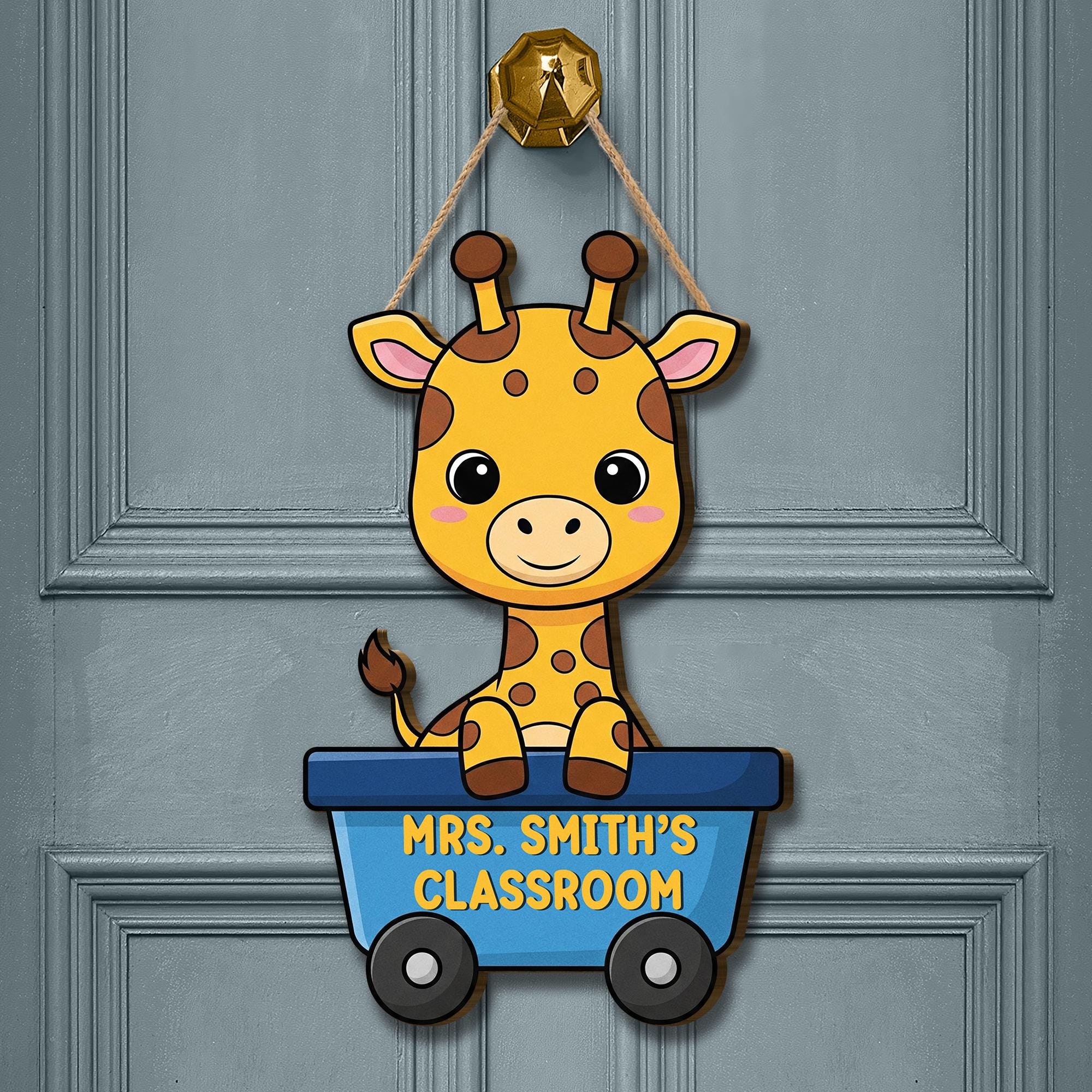 Personalized Giraffe Classroom Door Sign – Cute Custom Teacher Name Sign for Preschool, Daycare, or Kindergarten Wall Decor, Classroom Decor