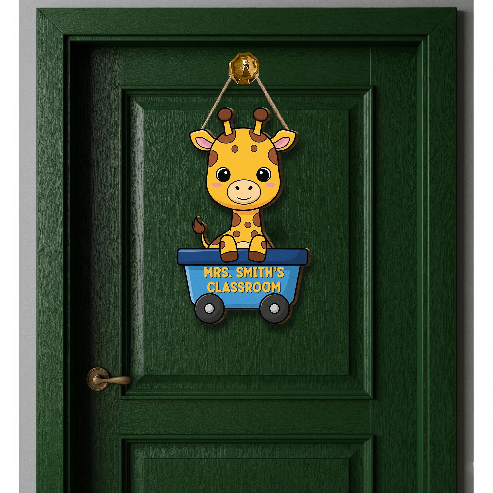 Personalized Giraffe Classroom Door Sign – Cute Custom Teacher Name Sign for Preschool, Daycare, or Kindergarten Wall Decor, Classroom Decor