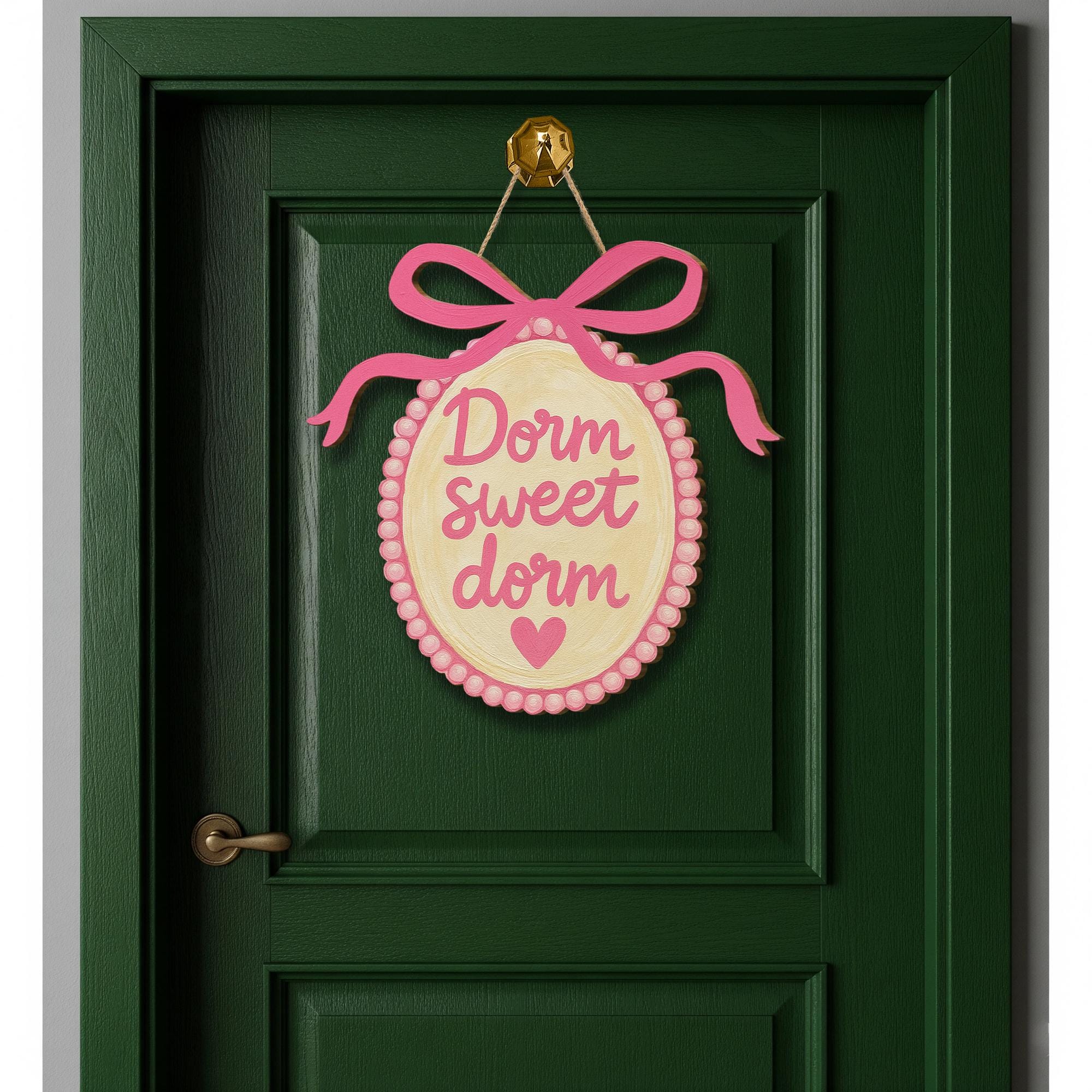 Dorm Sweet Dorm Wooden Sign, Cute Pink College Door Hanger, Girly Dorm Room Decor, Sorority Style Gift, Coquette Room Accent