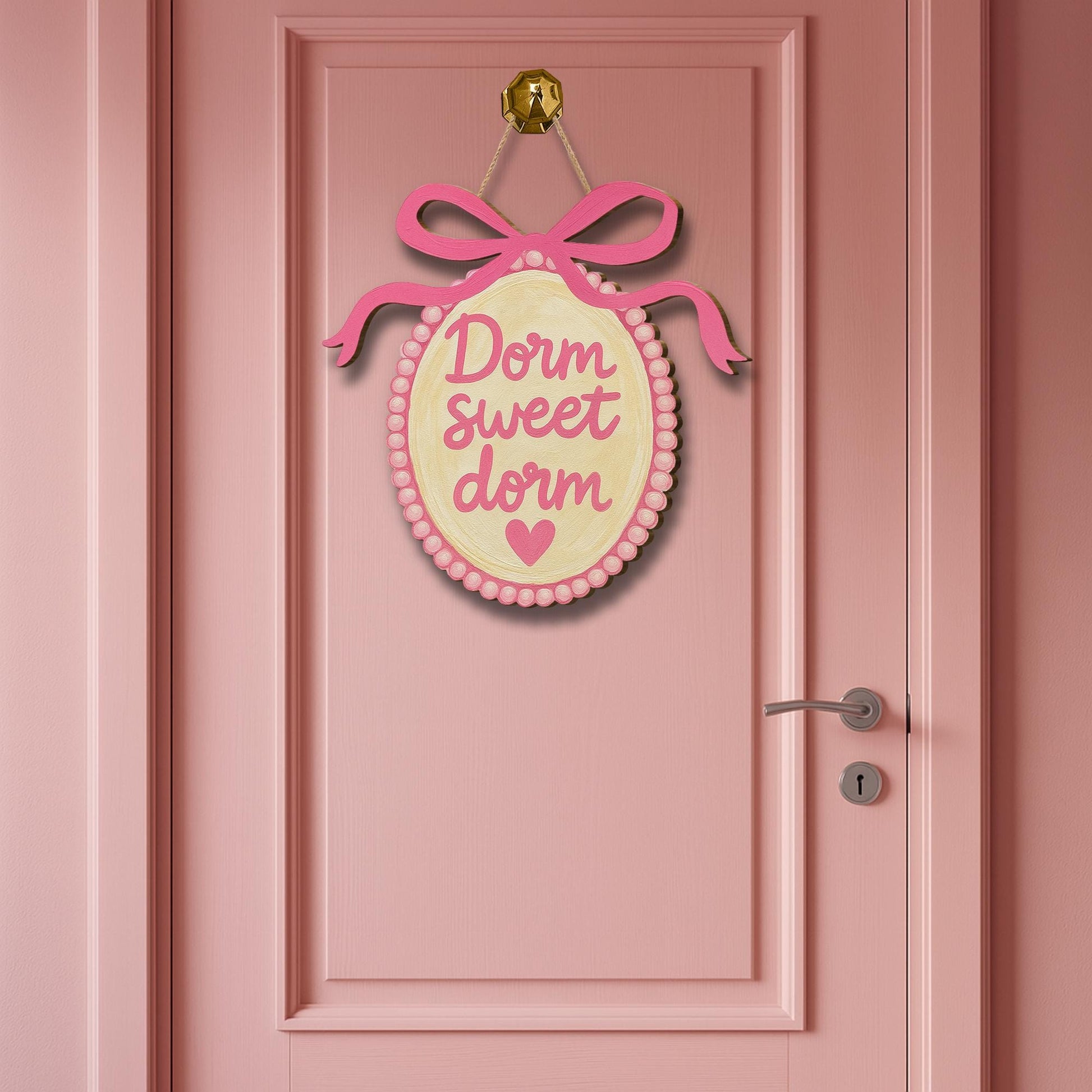 Dorm Sweet Dorm Wooden Sign, Cute Pink College Door Hanger, Girly Dorm Room Decor, Sorority Style Gift, Coquette Room Accent