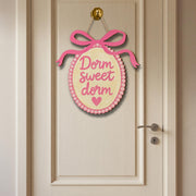 Dorm Sweet Dorm Wooden Sign, Cute Pink College Door Hanger, Girly Dorm Room Decor, Sorority Style Gift, Coquette Room Accent