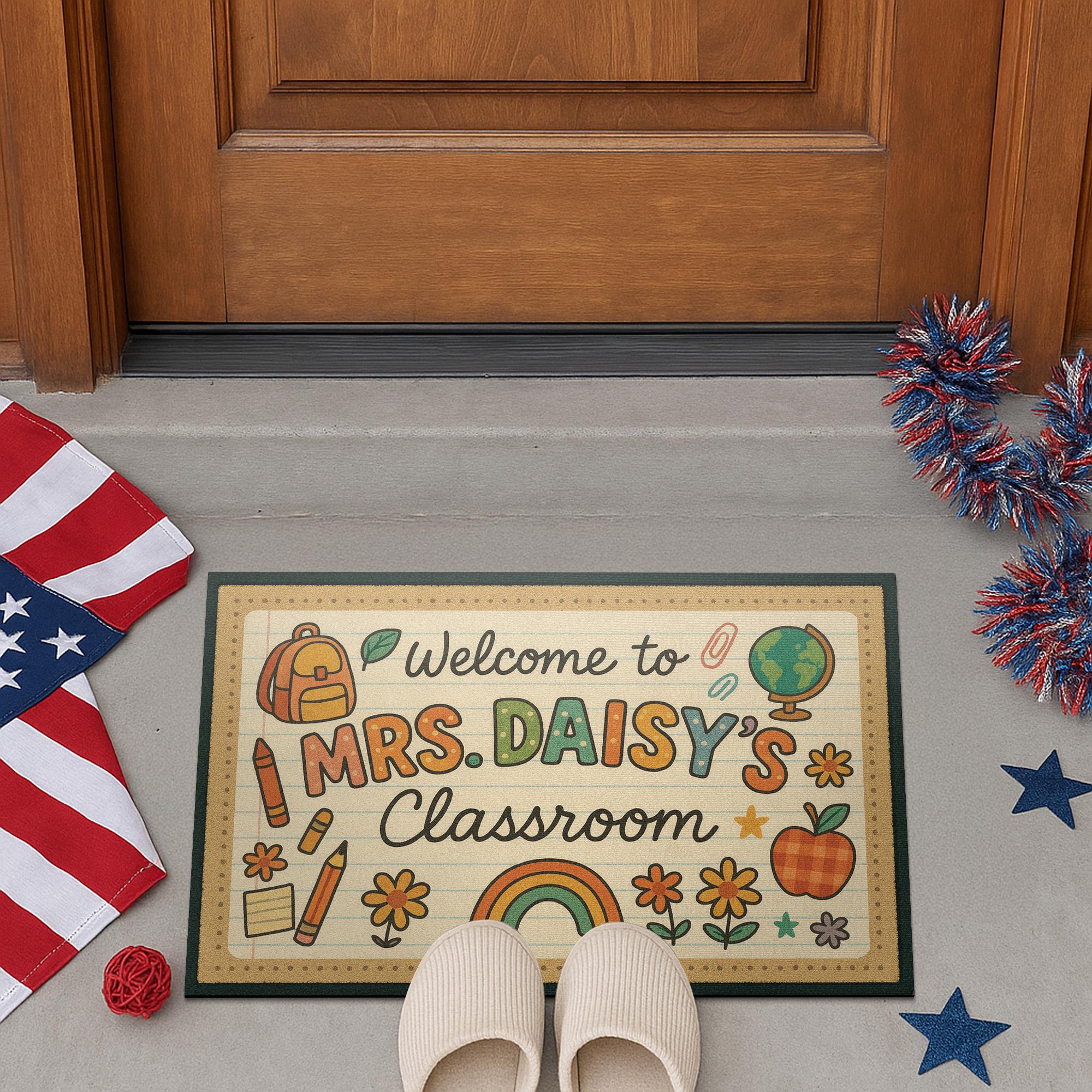 Personalized Classroom Doormat, Teacher Welcome Mat, Custom School Rug, Cute Back to School Decor, Gift for Teachers