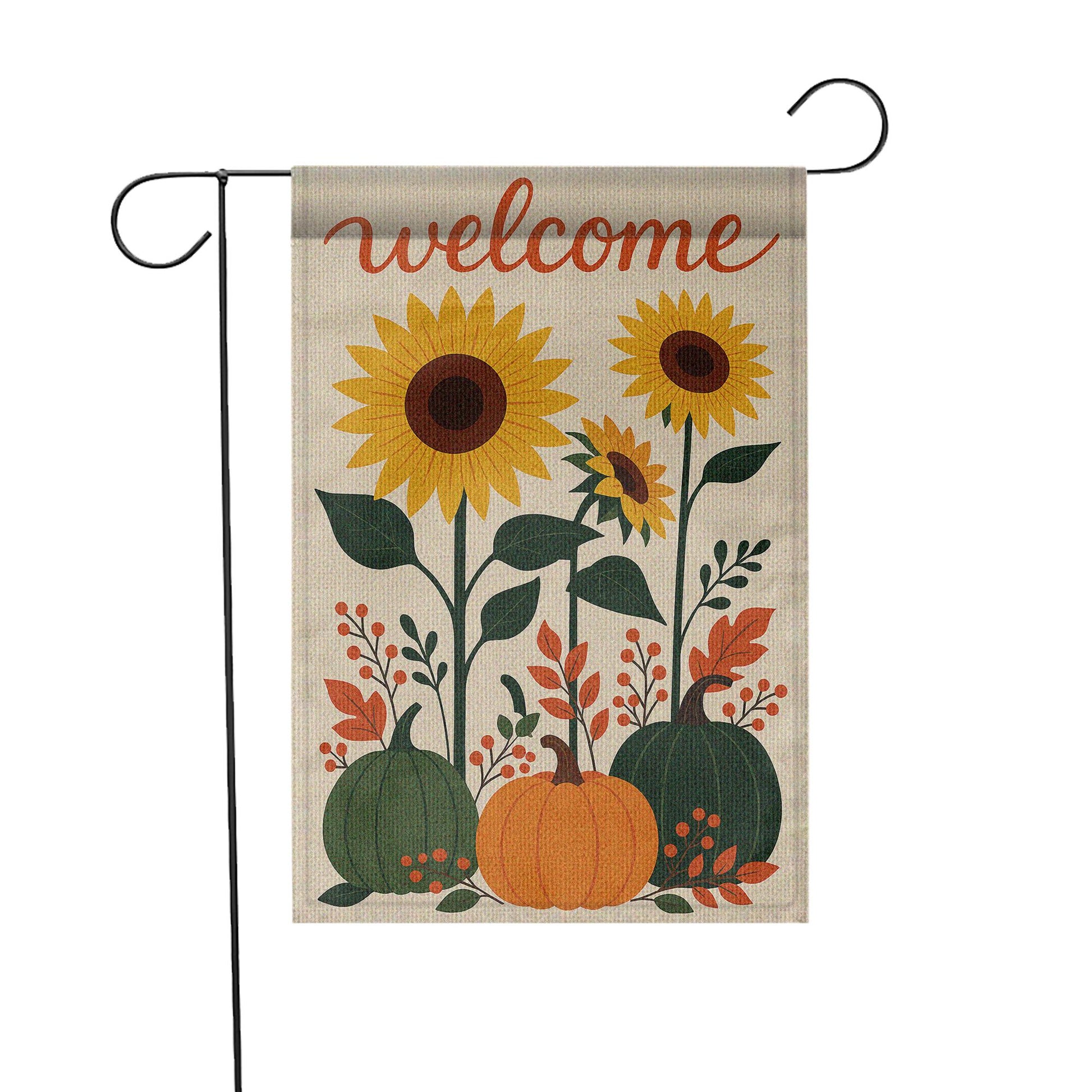 Sunflower Pumpkin Garden Flag, Fall Welcome Yard Banner, Rustic Autumn Outdoor Decor, Seasonal Floral House Flag, Harvest Porch Sign