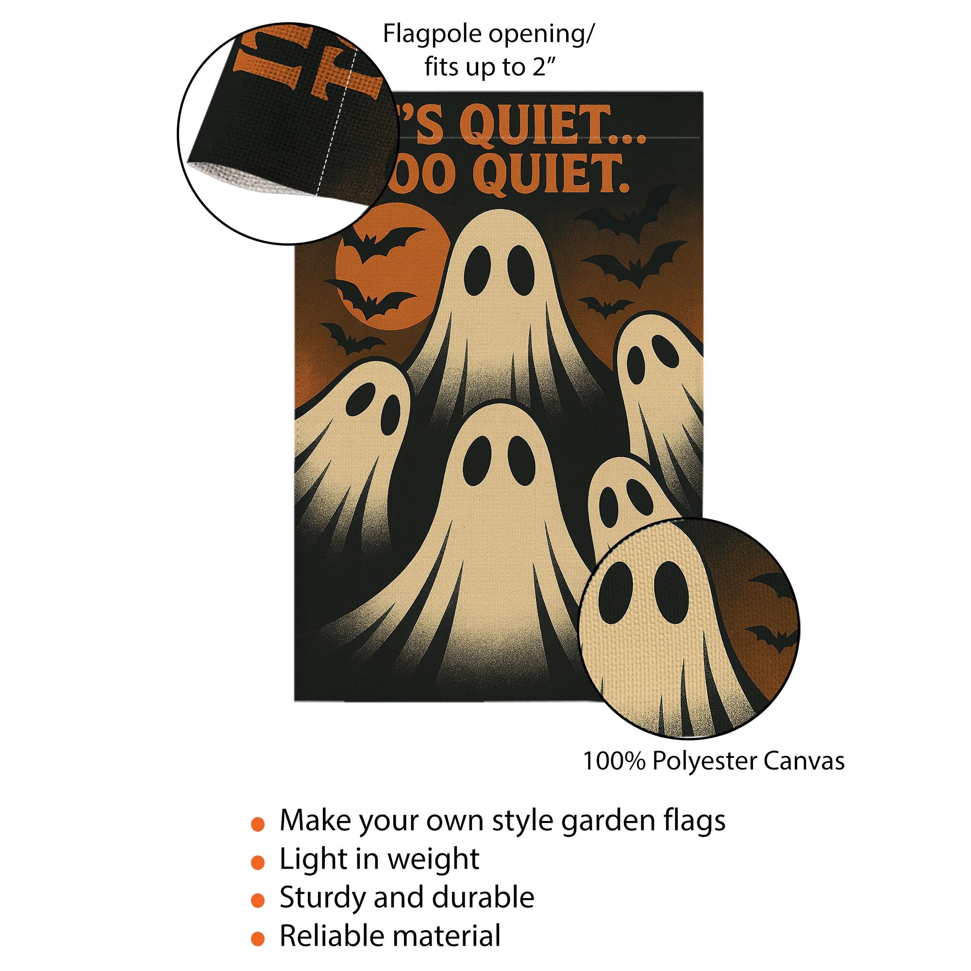It’s Quiet Too Quiet Garden Flag, Funny Ghost Halloween Yard Decor, Spooky Outdoor Banner, Creepy Cute Fall Porch Decoration, Halloween Yard