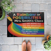 Rainbow Classroom Doormat, Personalized Teacher Welcome Mat, Motivational Rug for School, Custom Name Rug, Back to School Decor