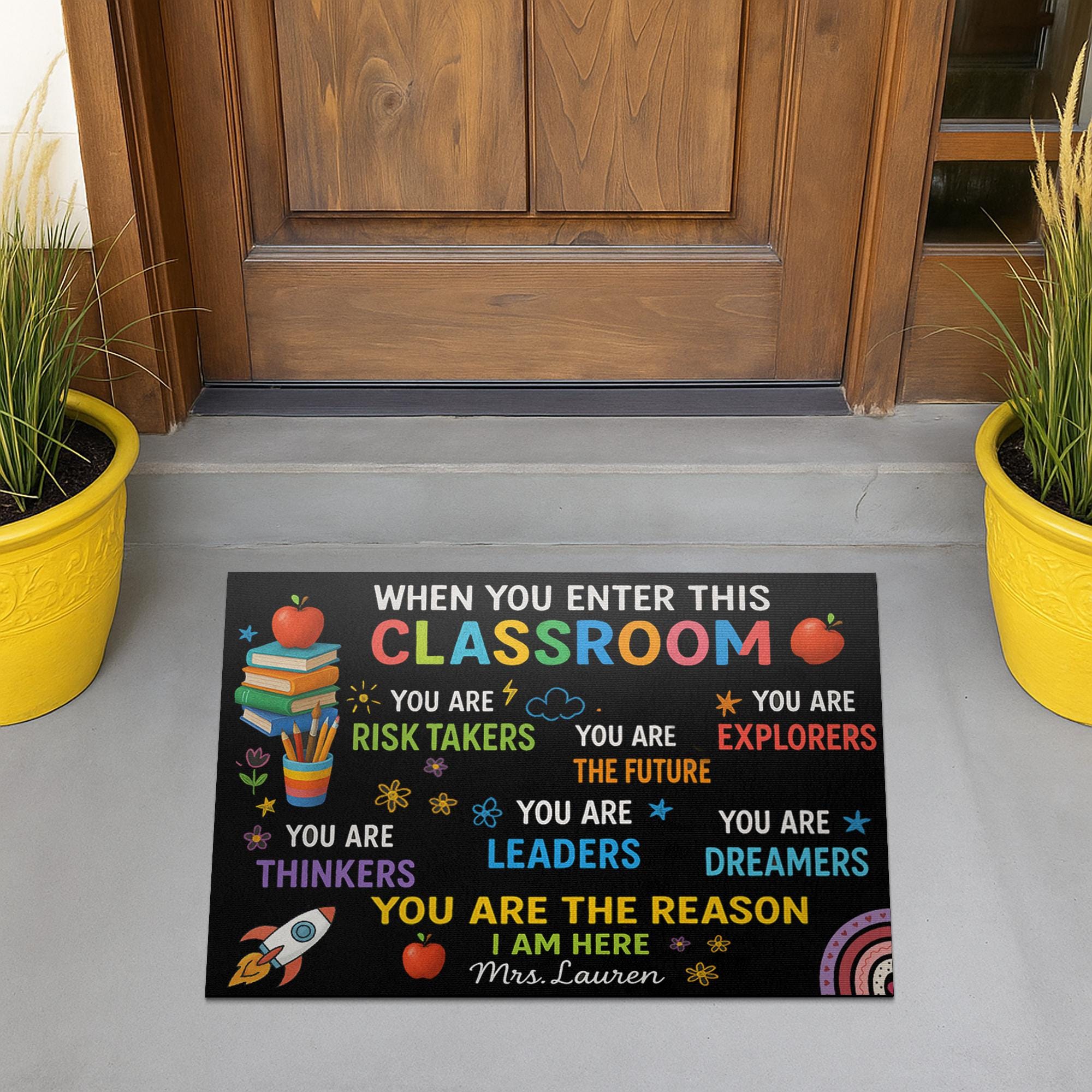 Colorful Classroom Doormat, Motivational Teacher Rug, Back to School Entry Mat, Custom Welcome Mat, Inspiring School Decor
