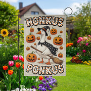 Halloween Goose Garden Flag, Honkus Ponkus Witch Goose, Pumpkin Yard Banner, Cute Halloween Decoration, Goose Witch Flag