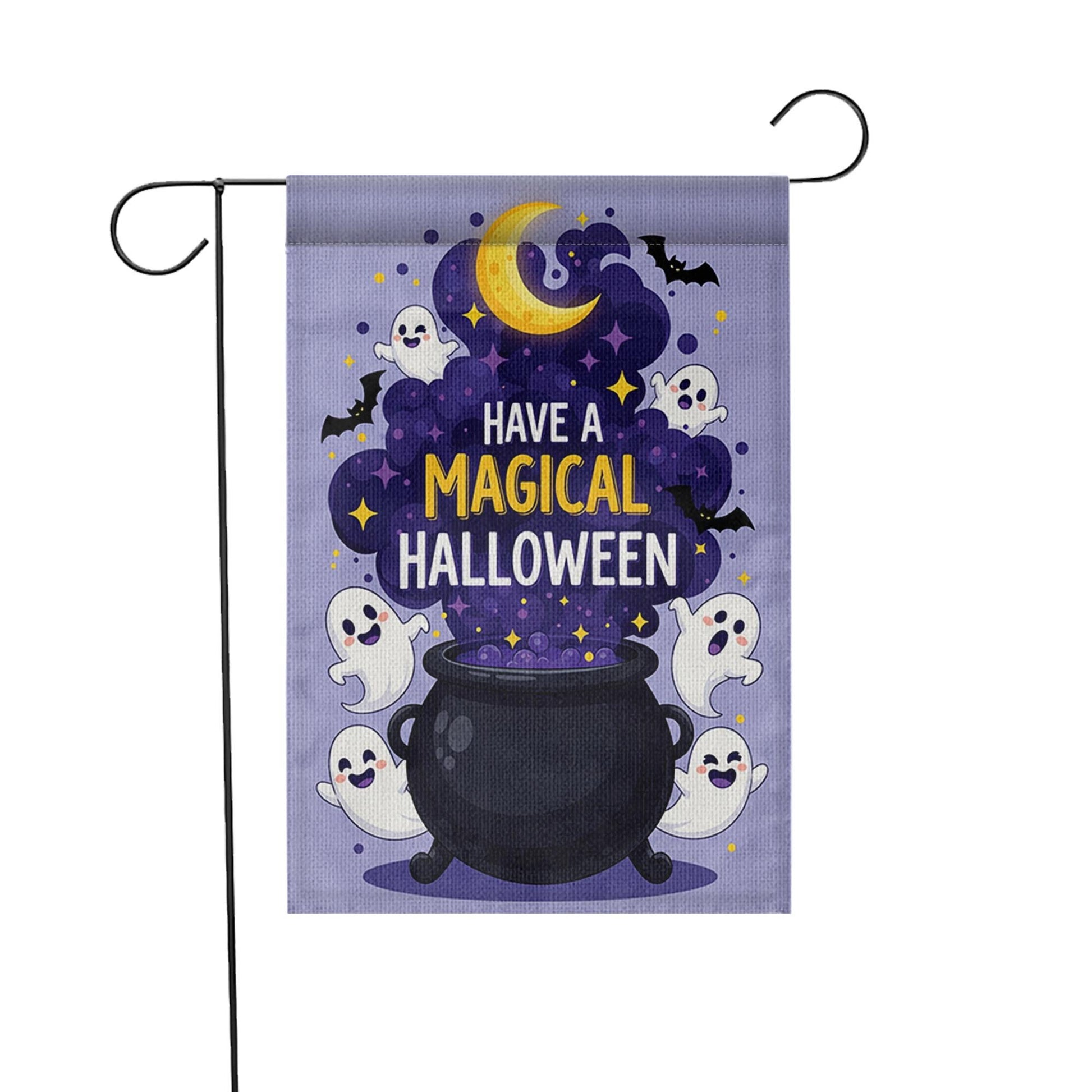 Have a Magical Halloween Garden Flag, Cute Ghost Cauldron Outdoor Banner, Spooky Moon Bat Fall Yard Decoration, Fun Halloween Flag