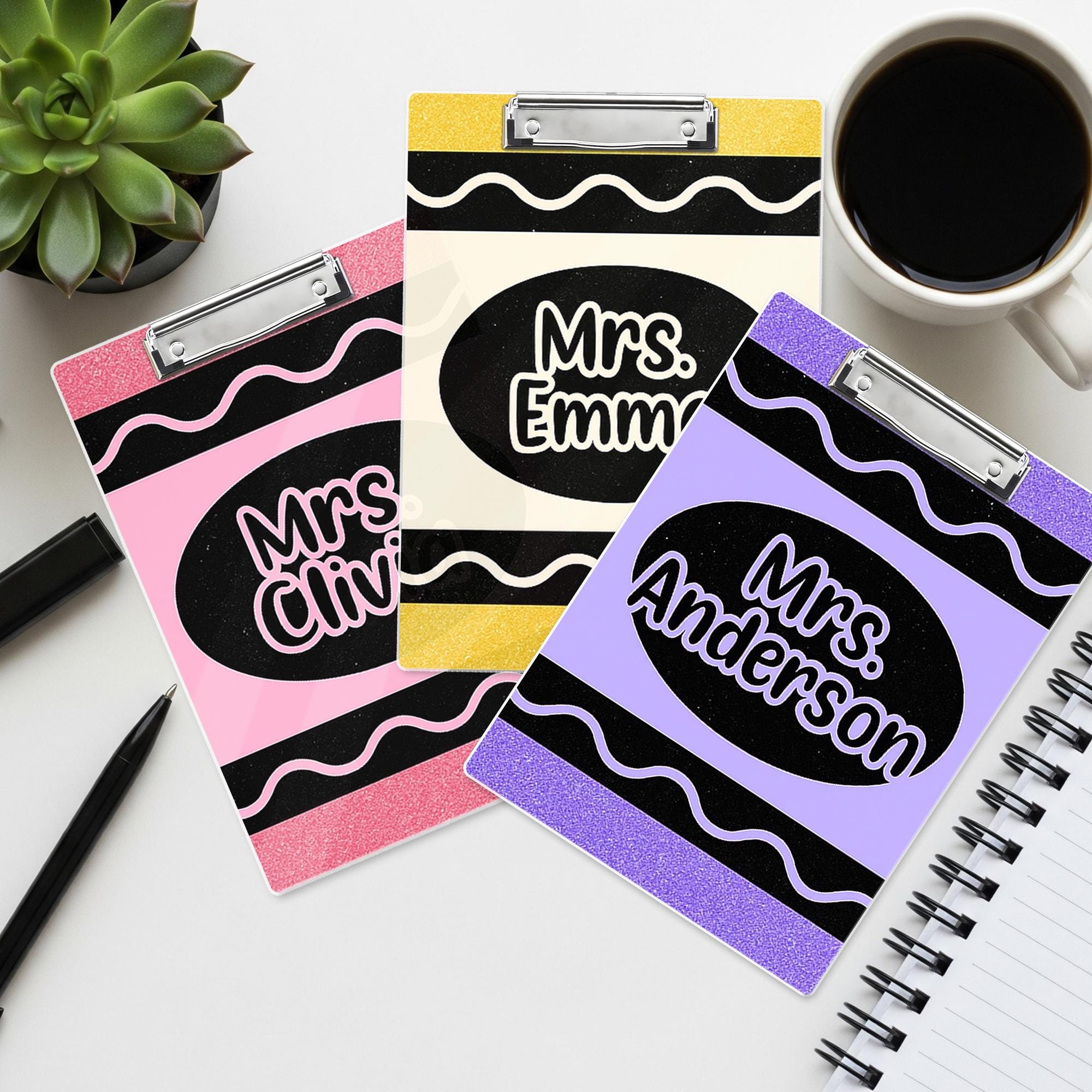Personalized Teacher Clipboard, Custom Name Clipboard, Glitter Clipboard for Women, Cute Office Supplies, Teacher Appreciation Gift