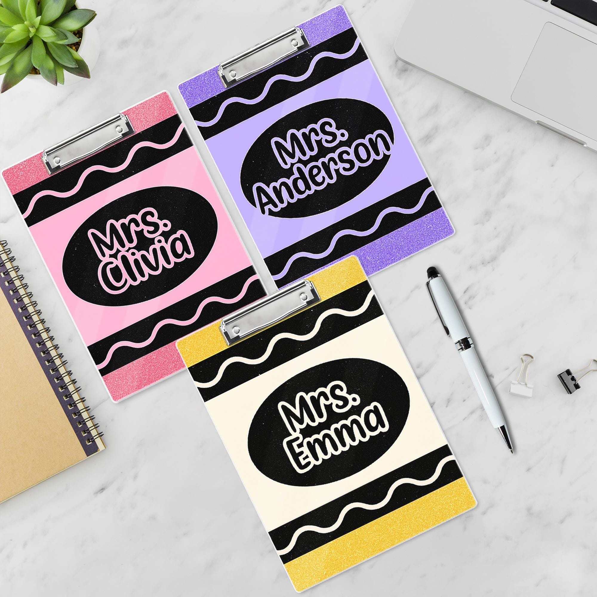 Personalized Teacher Clipboard, Custom Name Clipboard, Glitter Clipboard for Women, Cute Office Supplies, Teacher Appreciation Gift