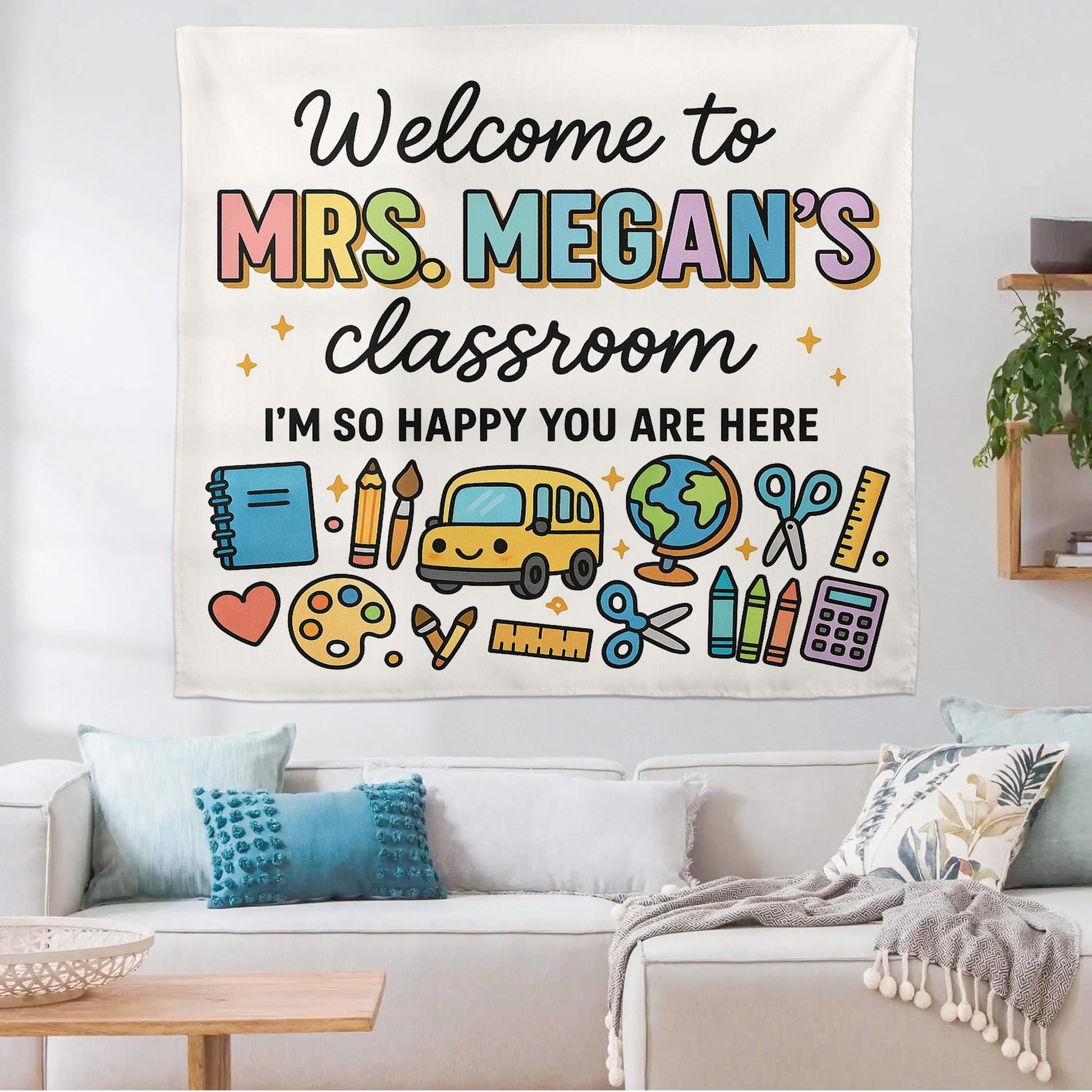 Welcome to Classroom Banner, Teacher Tapestry, Back to School Decor, Classroom Wall Sign, Teacher Appreciation Gift