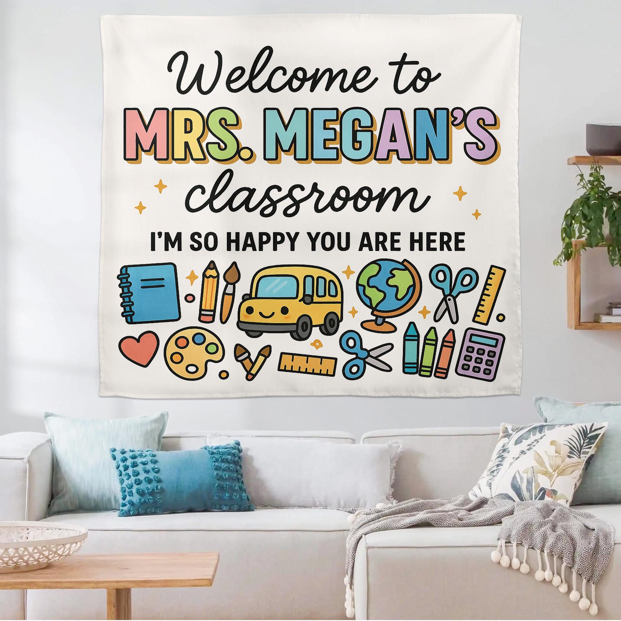 Welcome to Classroom Banner, Teacher Tapestry, Back to School Decor, Classroom Wall Sign, Teacher Appreciation Gift