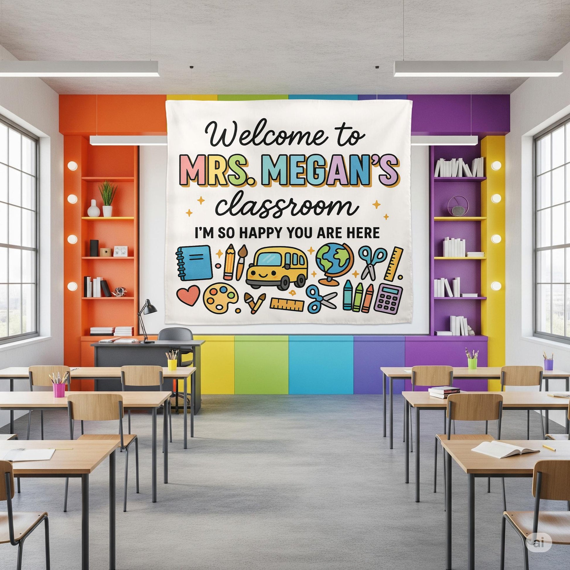 Welcome to Classroom Banner, Teacher Tapestry, Back to School Decor, Classroom Wall Sign, Teacher Appreciation Gift
