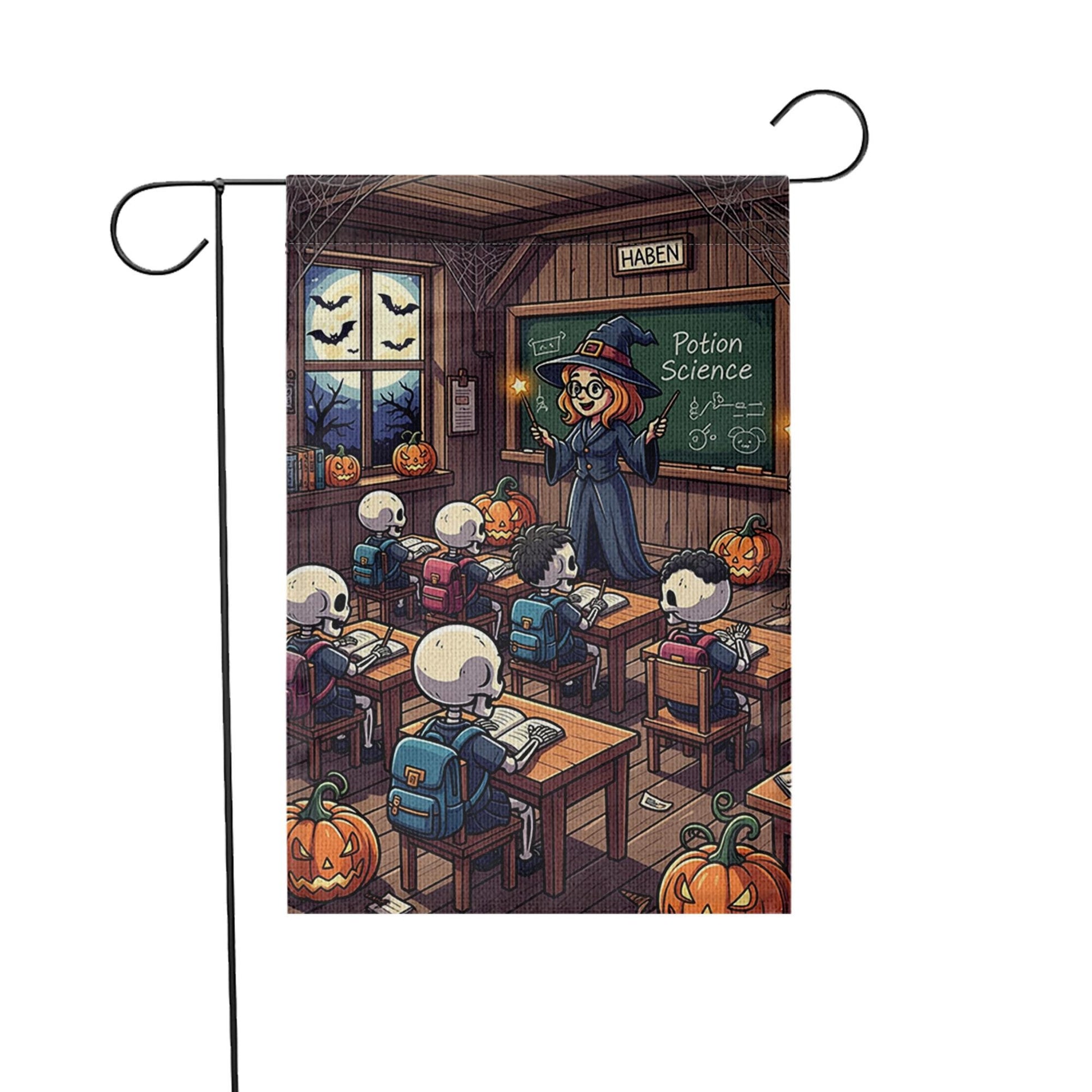 Halloween Witch Classroom Garden Flag, Skeleton Student Yard Banner, Funny Potion Science Fall Outdoor Decor, Spooky Teacher Gift