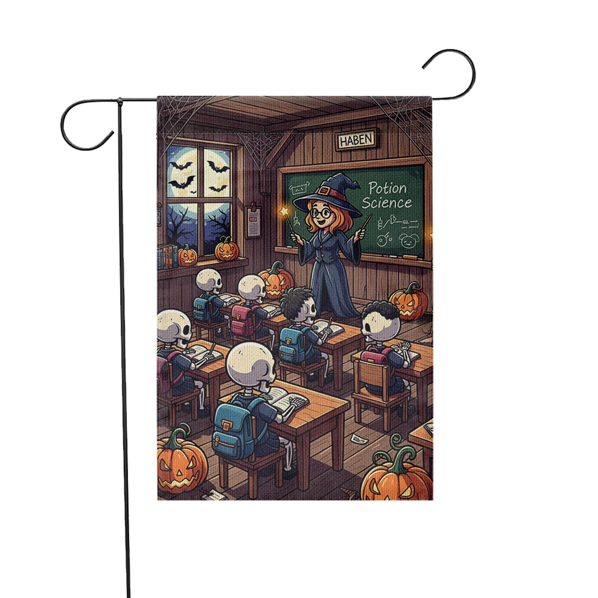 Halloween Witch Classroom Garden Flag, Skeleton Student Yard Banner, Funny Potion Science Fall Outdoor Decor, Spooky Teacher Gift