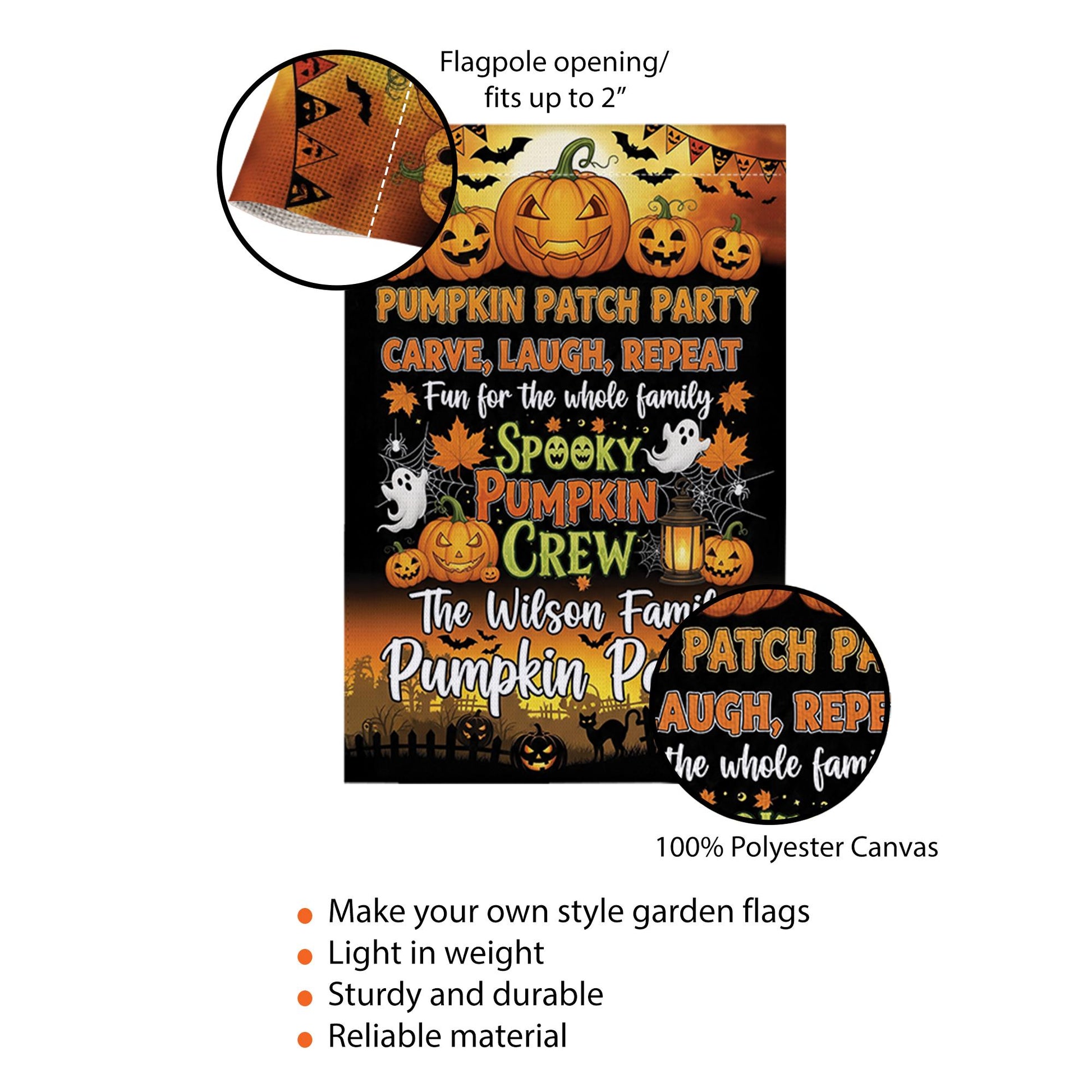 Personalized Pumpkin Patch Garden Flag, Fall Halloween Outdoor Banner, Spooky Pumpkin Family Yard Sign, Custom Autumn Decor Gift