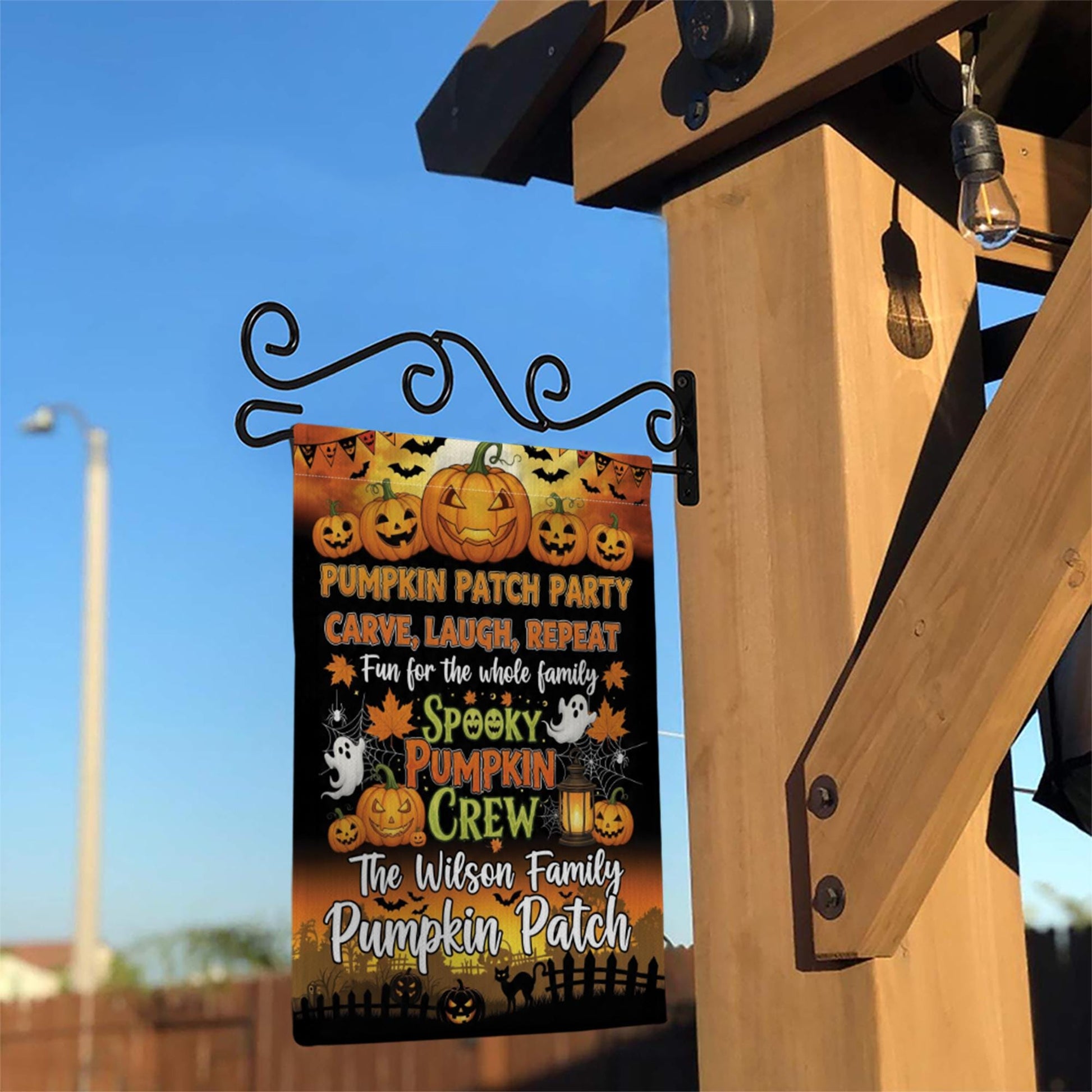 Personalized Pumpkin Patch Garden Flag, Fall Halloween Outdoor Banner, Spooky Pumpkin Family Yard Sign, Custom Autumn Decor Gift