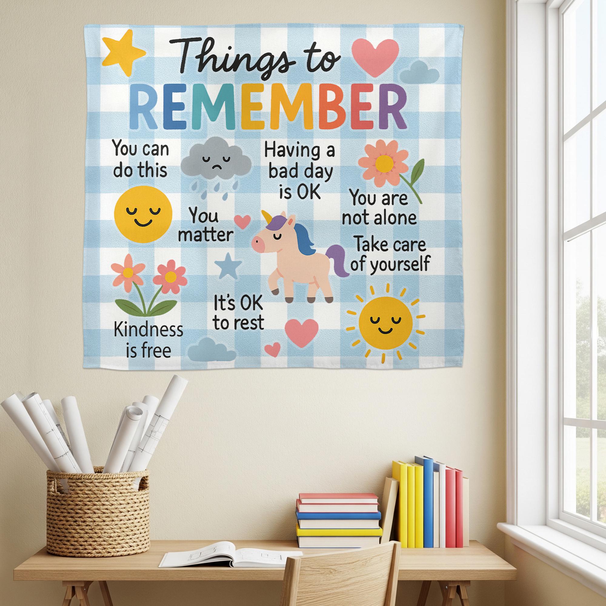 Mental Health Wall Tapestry, Inspirational Classroom Decor, Motivational Kids Room Sign, Positive Affirmation Banner