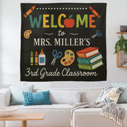 Personalized Classroom Tapestry, Teacher Welcome Sign, 3rd Grade Wall Decor, Custom Back to School Banner, Teacher Gift