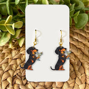 Dachshund Dog Earrings with Martini – Funny Dangle Earrings for Dog Lovers – Cute Wiener Dog Jewelry Gift for Her