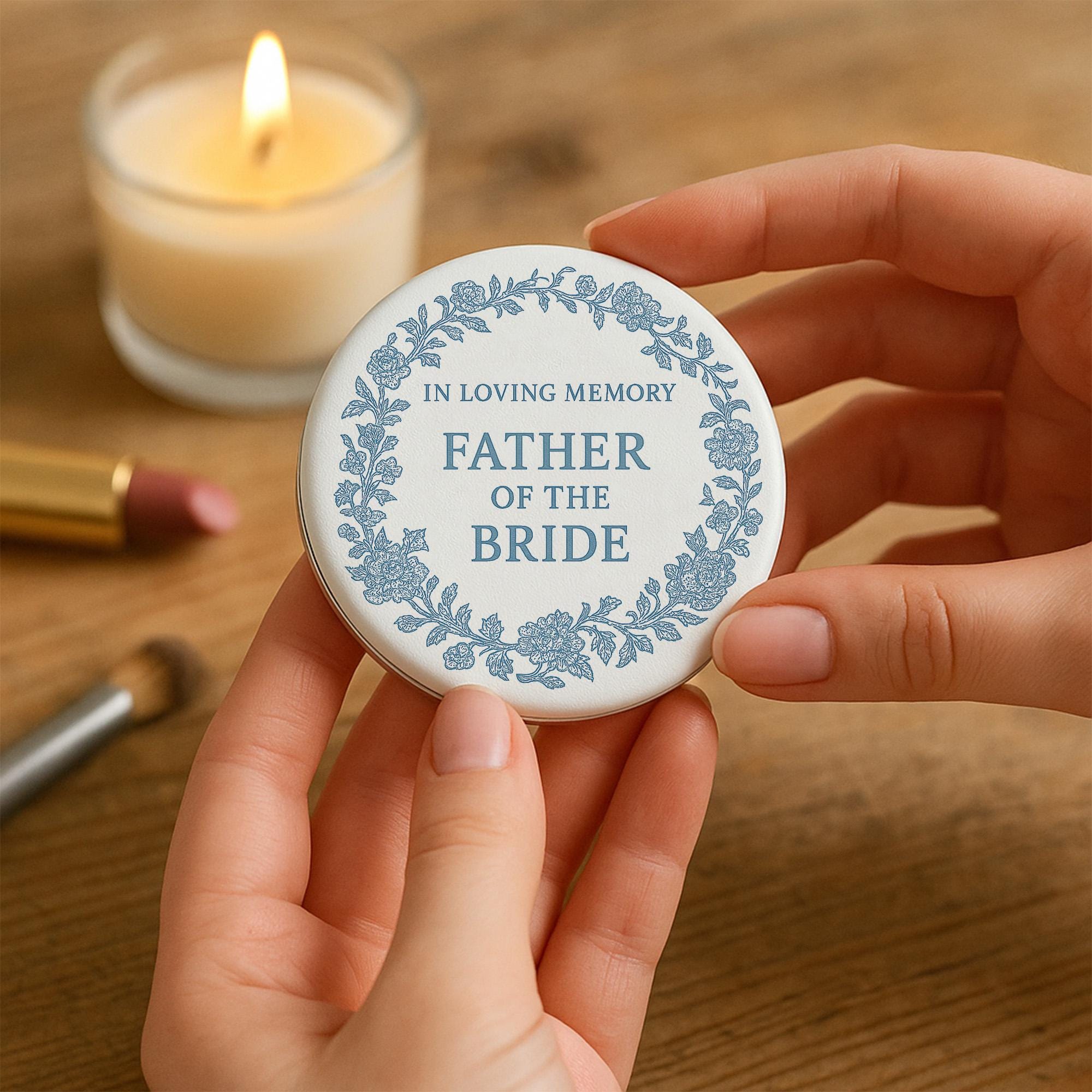 Memorial Compact Mirror for Bride – Custom Photo & Quote Gift for Memorial Keepsake – Walk Me Down the Aisle Keepsake