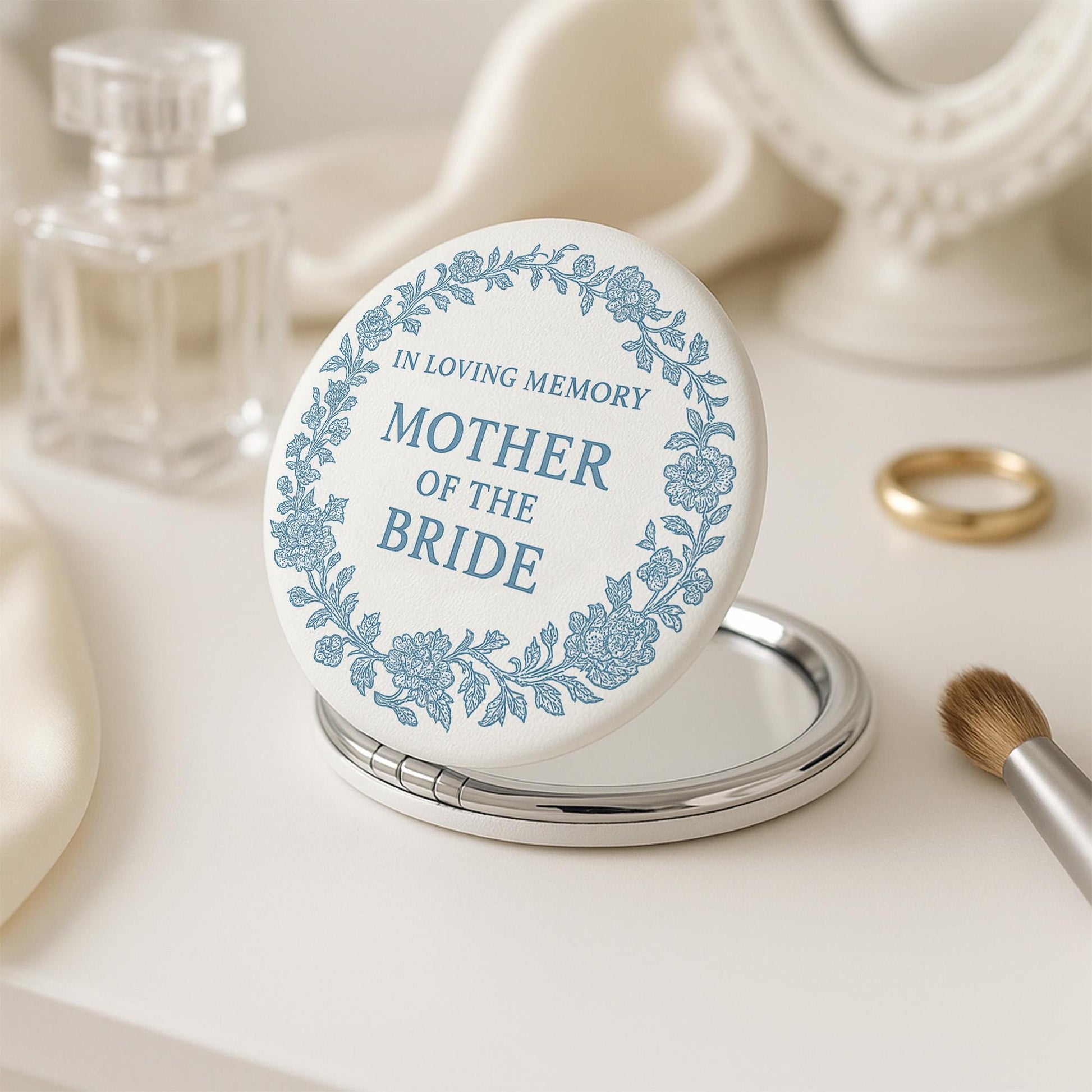 Memorial Compact Mirror for Bride – Custom Photo & Quote Gift for Memorial Keepsake – Walk Me Down the Aisle Keepsake