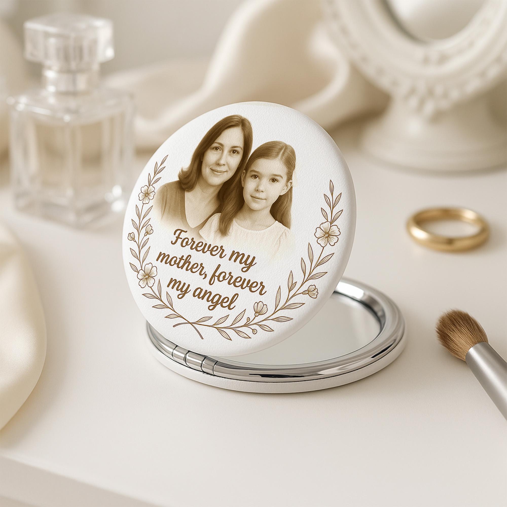 Memorial Photo Compact Mirror – Personalized Keepsake Gifts – Custom Quote Keepsake for Daughter or Bride