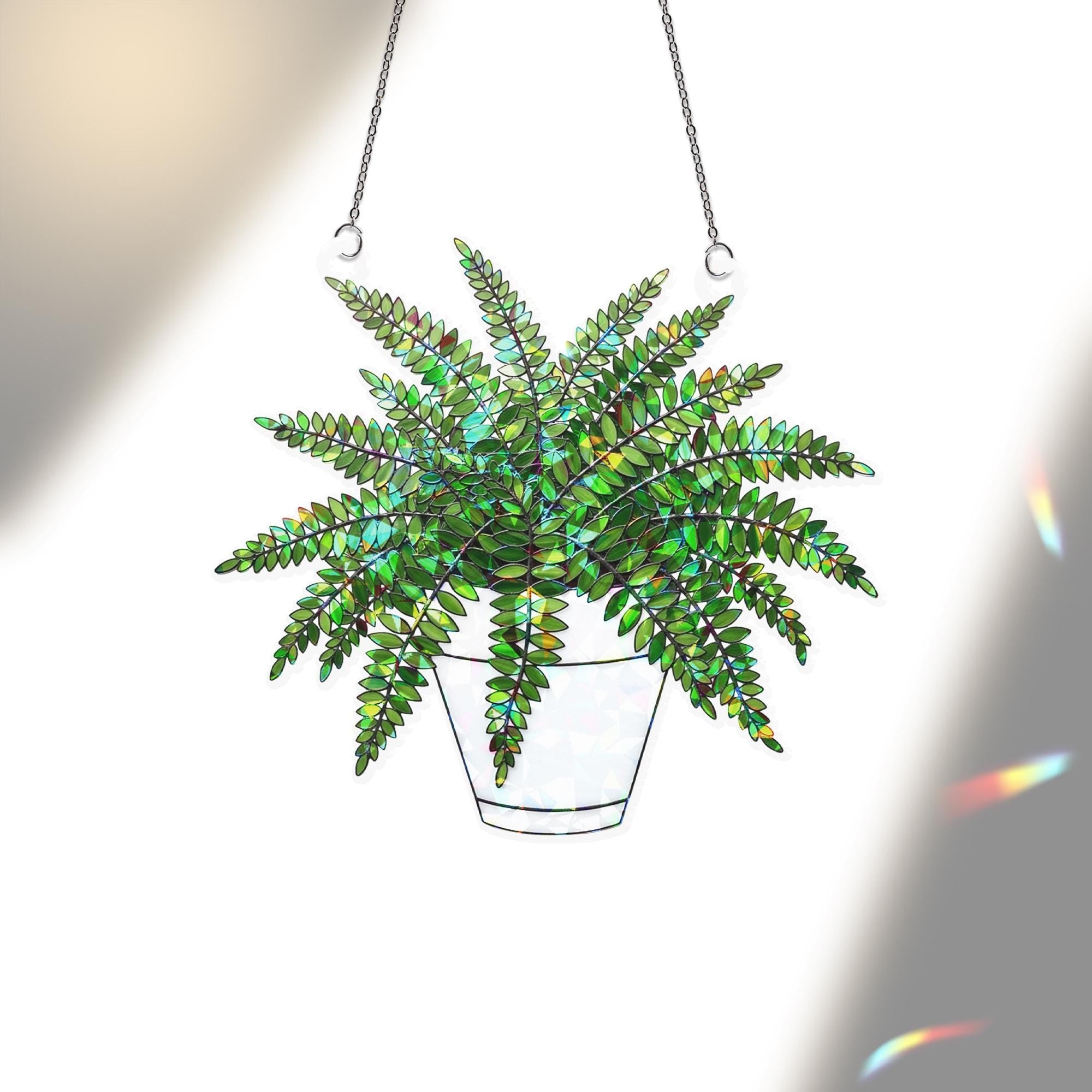 Fern Plant ACRYLIC Holorgam Suncatcher, Hanging Plant Window Decor, Sunlight Rainbow Prism, Boho Room Decor, Gift for Plant Lovers