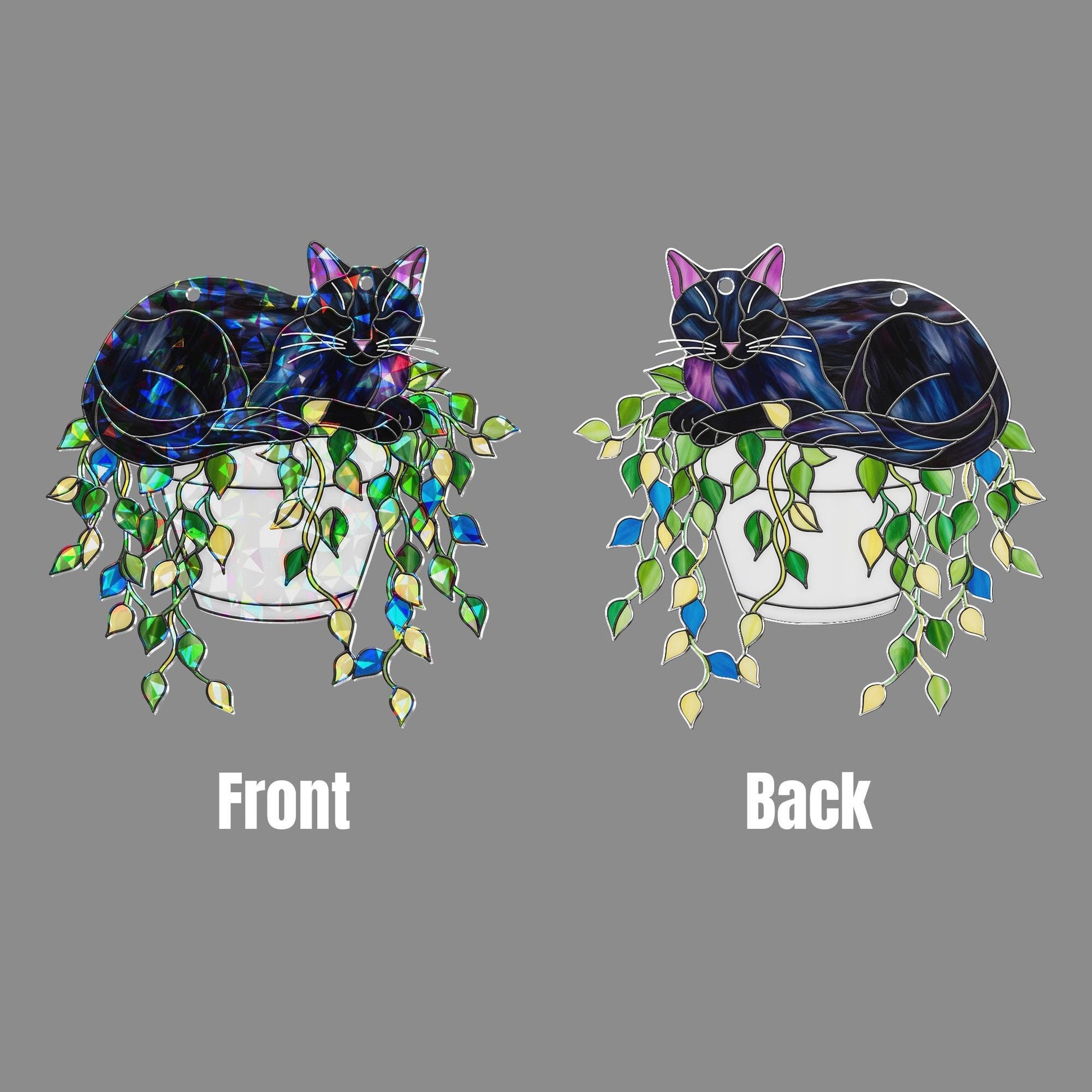 Holographic Cat Suncatcher | Acrylic Window Hanging Plant Decor | Sunlight Catcher for Cat Lovers | Whimsical Kitty Prism Window Art Gift