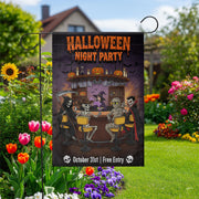 Halloween Night Party Garden Flag – Funny Skeleton Vampire Bar Decor – October 31 Yard Sign