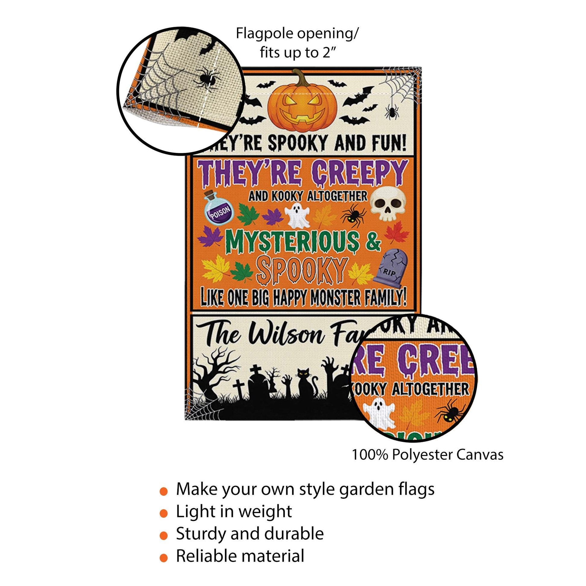 Spooky Family Halloween Garden Flag – Creepy Cute Monster Yard Sign – Custom Fall Decor for Home