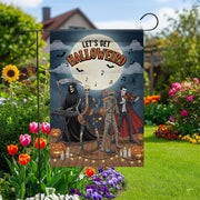 Let’s Get Halloweird Garden Flag – Halloween Band Skeleton Grim Reaper Vampire Yard Décor – Funny Spooky Fall Sign