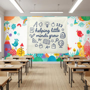 Helping Little Minds Grow Tapestry, Classroom Wall Decor, Teacher Gift, Kids Room Hanging Banner, Educational Art Print