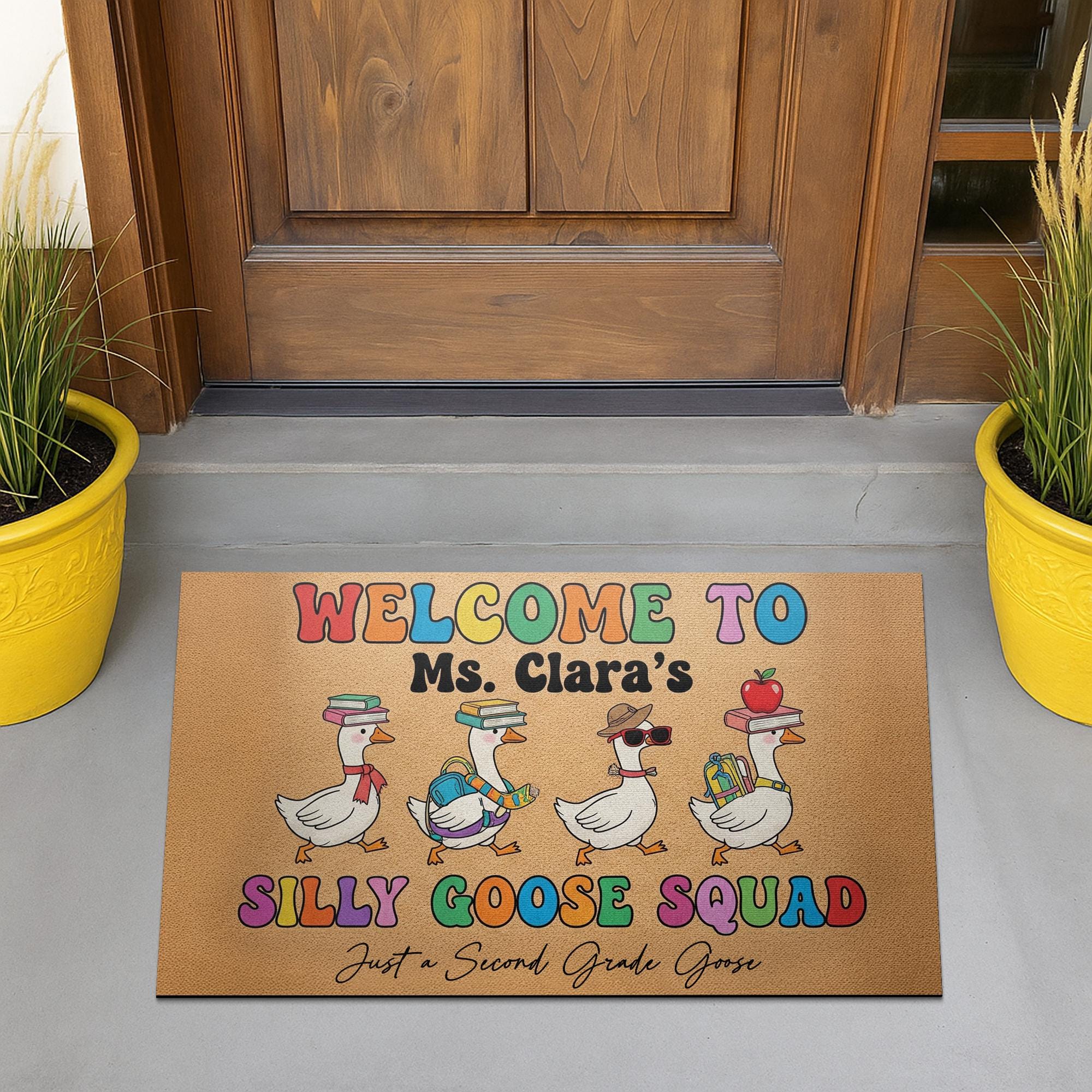 Silly Goose Squad Doormat, Funny Teacher Welcome Mat, Custom Classroom Rug, Back to School Decor, Personalized School Entry Mat