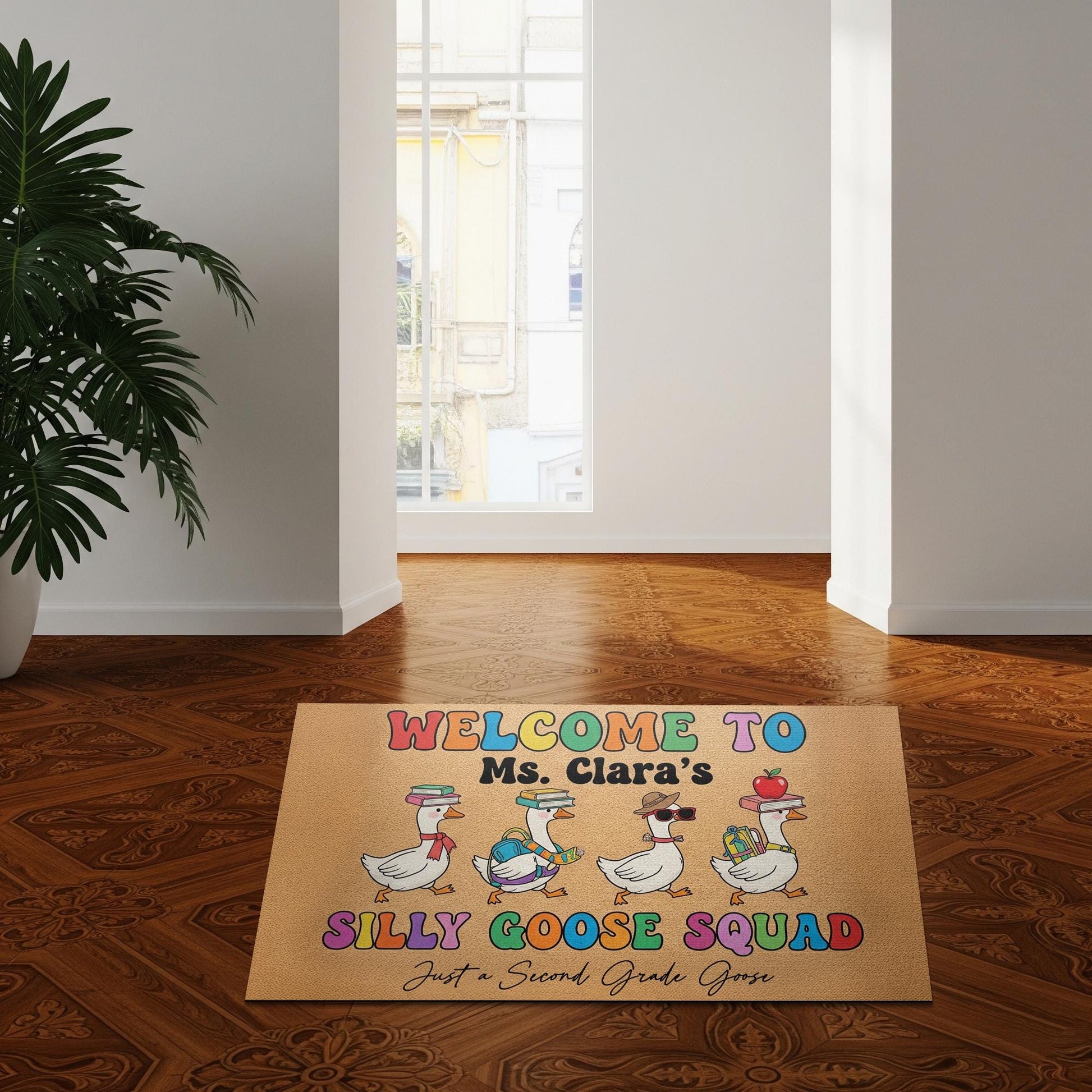 Silly Goose Squad Doormat, Funny Teacher Welcome Mat, Custom Classroom Rug, Back to School Decor, Personalized School Entry Mat