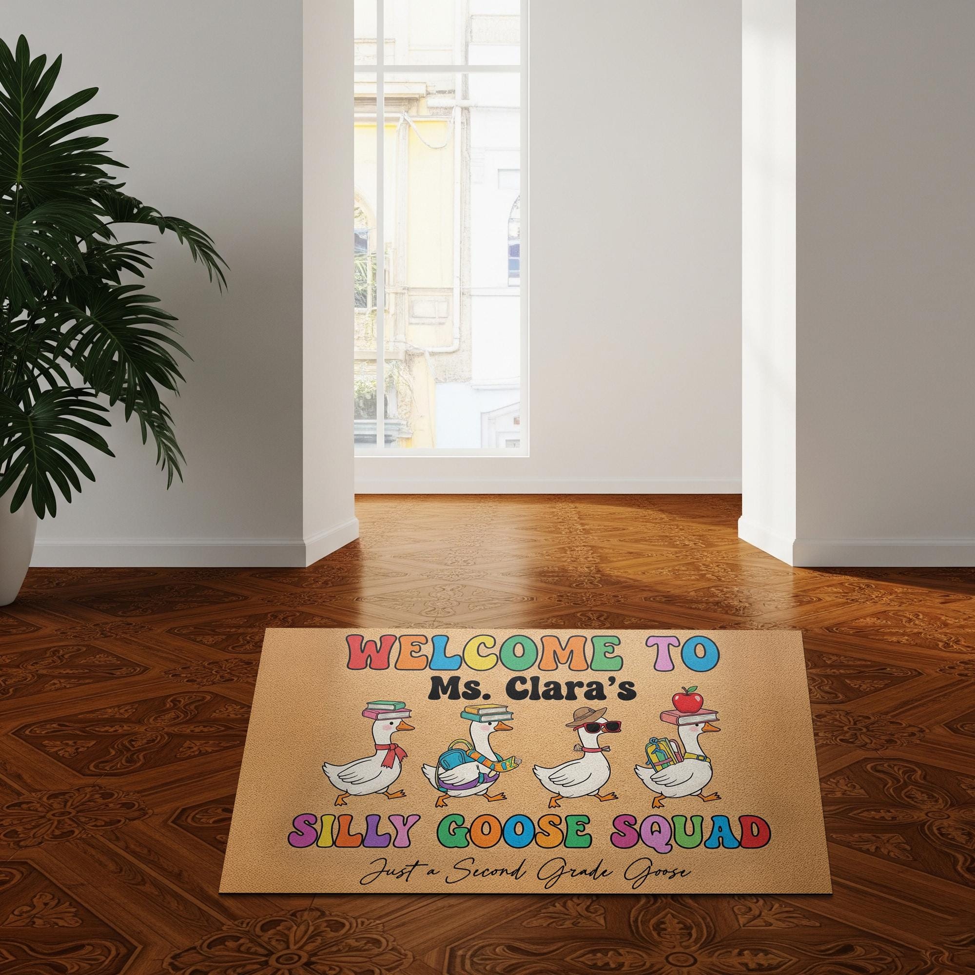Silly Goose Squad Doormat, Funny Teacher Welcome Mat, Custom Classroom Rug, Back to School Decor, Personalized School Entry Mat