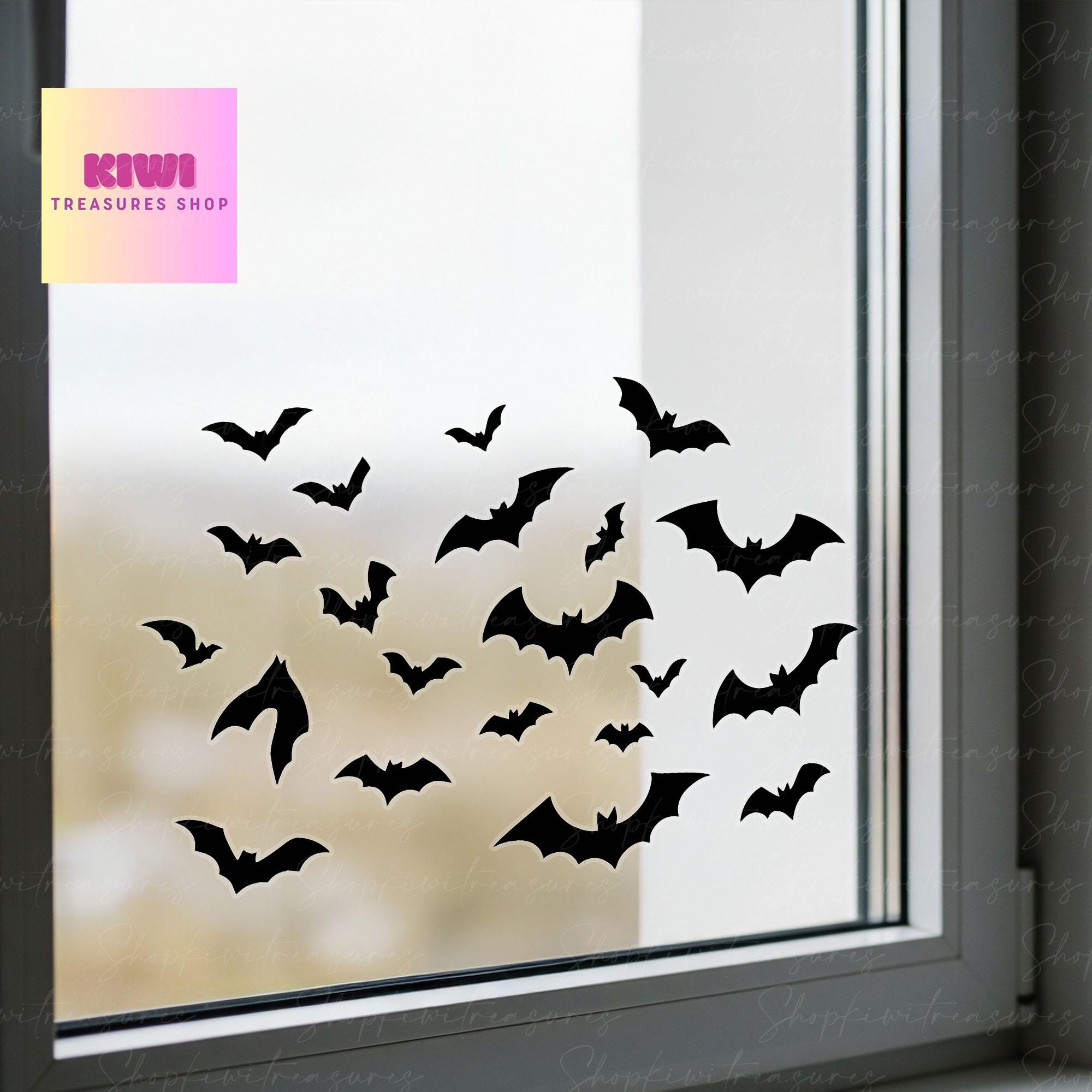 Bat Window Decals Halloween | Transparent Vinyl Bat Stickers | Flying Bat Wall Decor | Spooky Window decal | Fall Pumpkin Home Decor