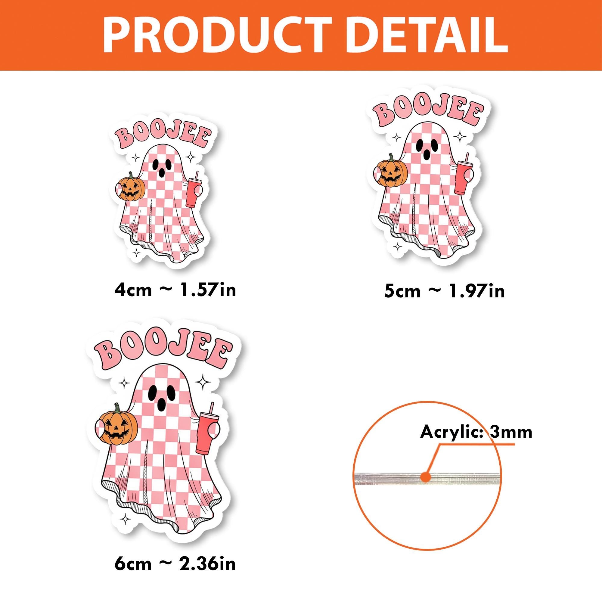 BOOjee Ghost Badge Reel – Cute Halloween Badge Holder, Pink Checkered Spooky Nurse ID Clip, Funny Ghost Fall Accessory for Work
