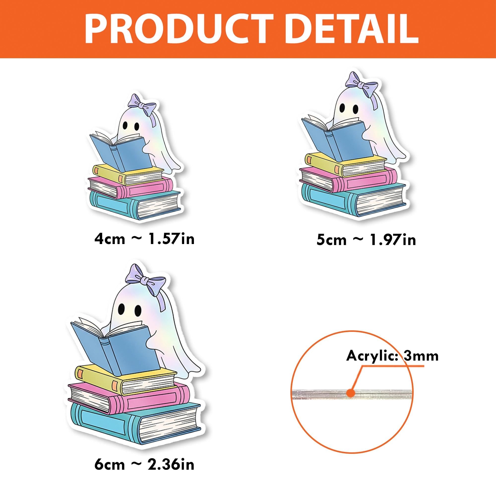 Ghost Reading Badge Reel – Cute Teacher ID Clip with Books, Pastel Ghost Librarian Badge Holder, Spooky Book Lover Fall Accessory