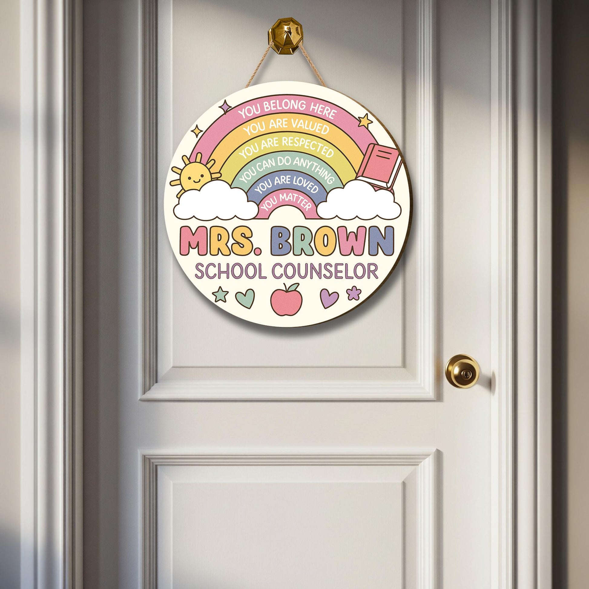 Personalized School Counselor Door Sign, Rainbow You Matter Welcome Sign, Custom Teacher Office Decor, Mental Health Wall Hanging