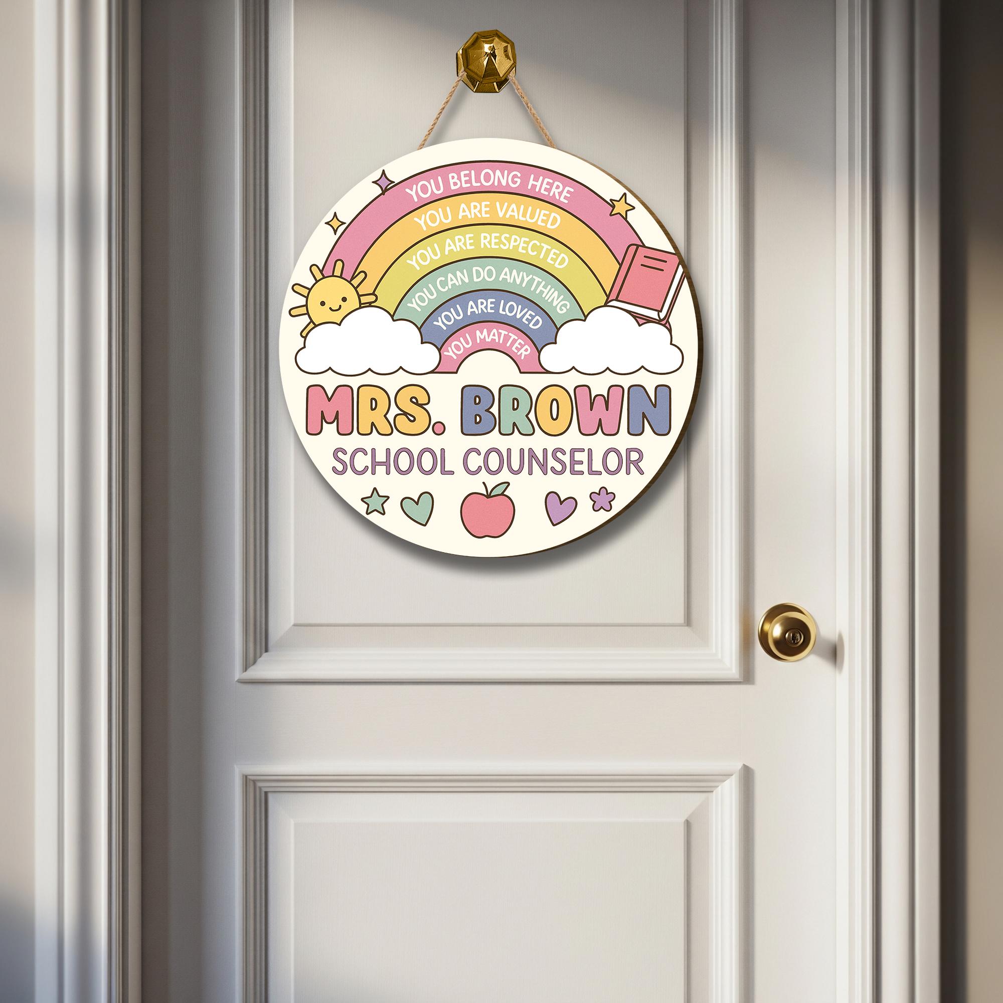 Personalized School Counselor Door Sign, Rainbow You Matter Welcome Sign, Custom Teacher Office Decor, Mental Health Wall Hanging