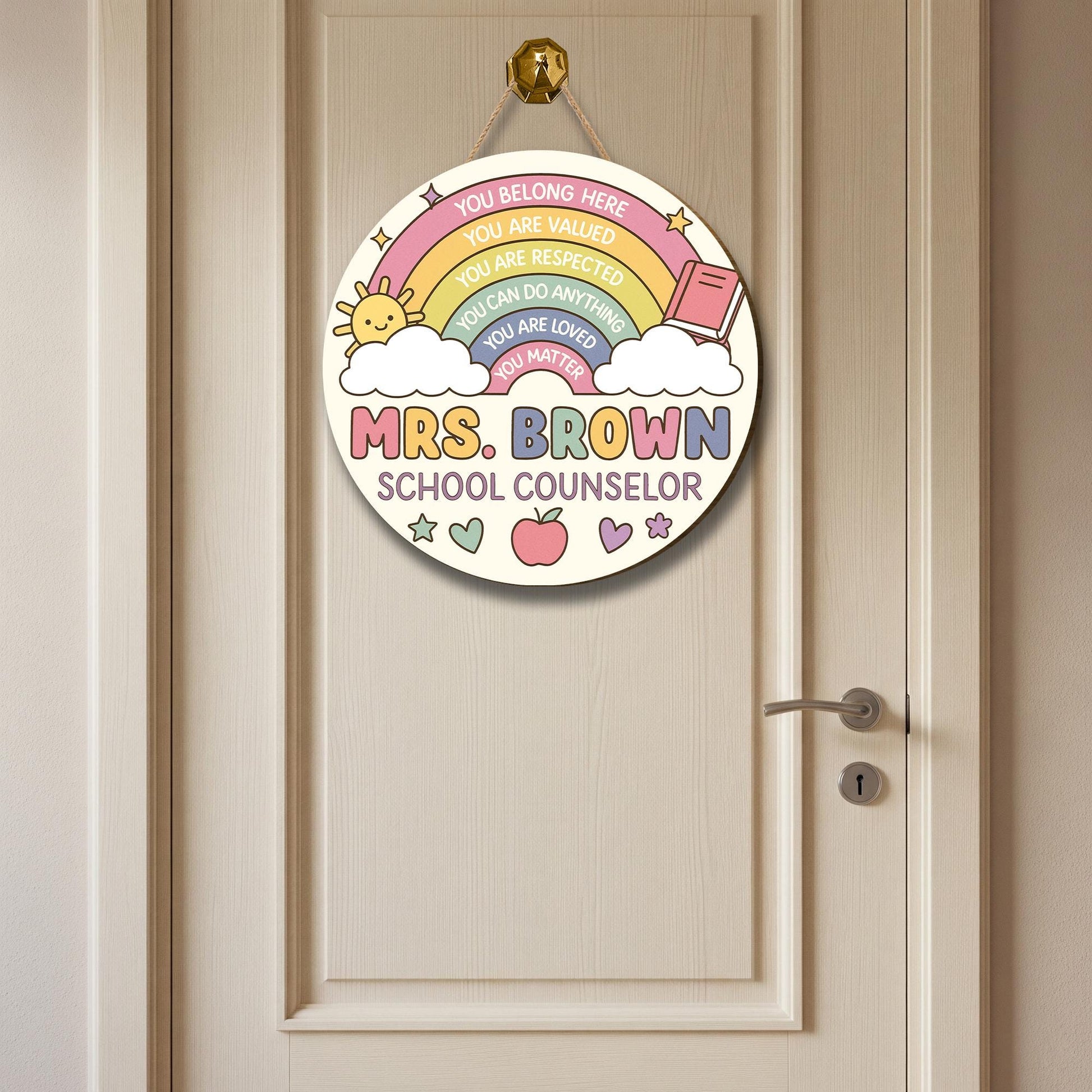 Personalized School Counselor Door Sign, Rainbow You Matter Welcome Sign, Custom Teacher Office Decor, Mental Health Wall Hanging