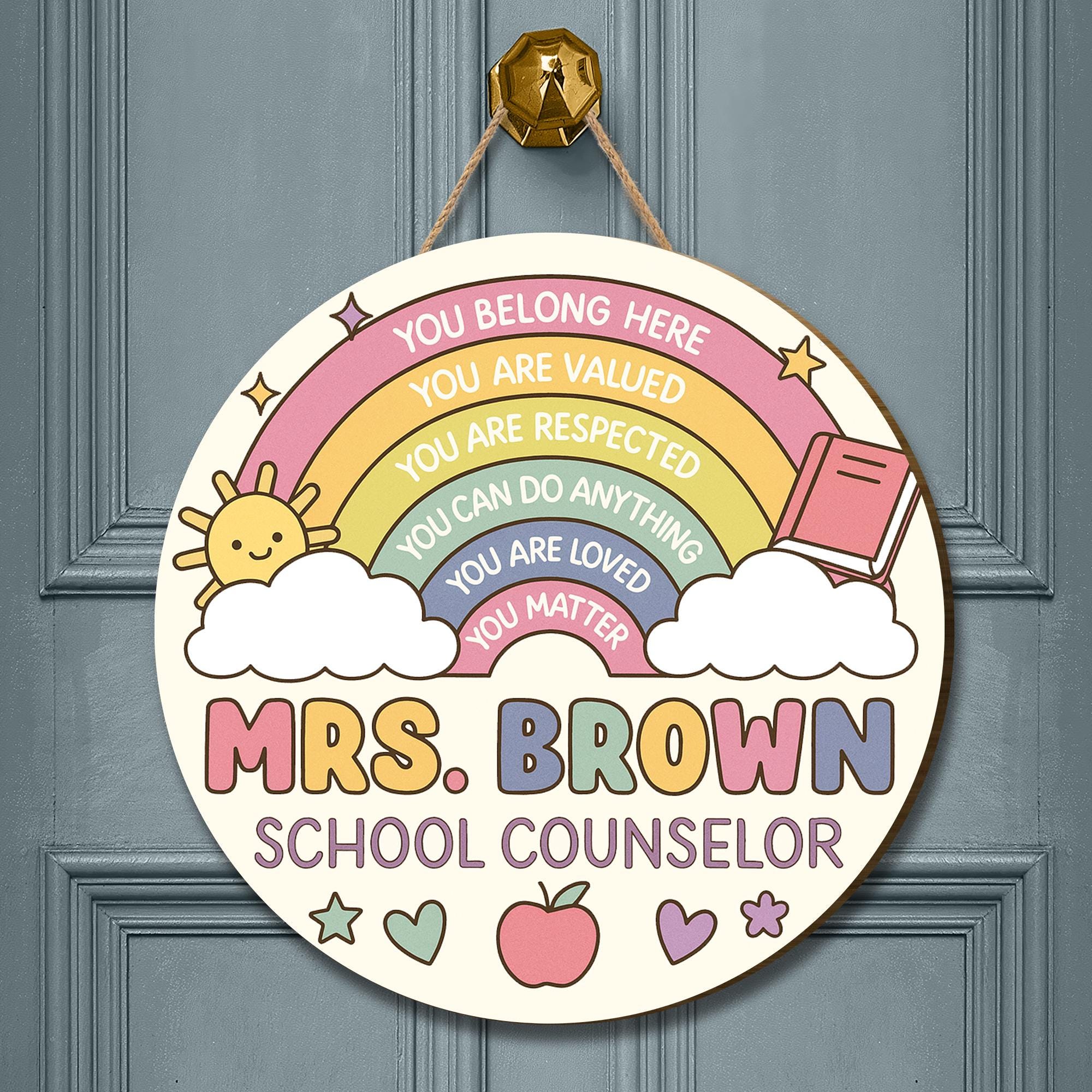 Personalized School Counselor Door Sign, Rainbow You Matter Welcome Sign, Custom Teacher Office Decor, Mental Health Wall Hanging