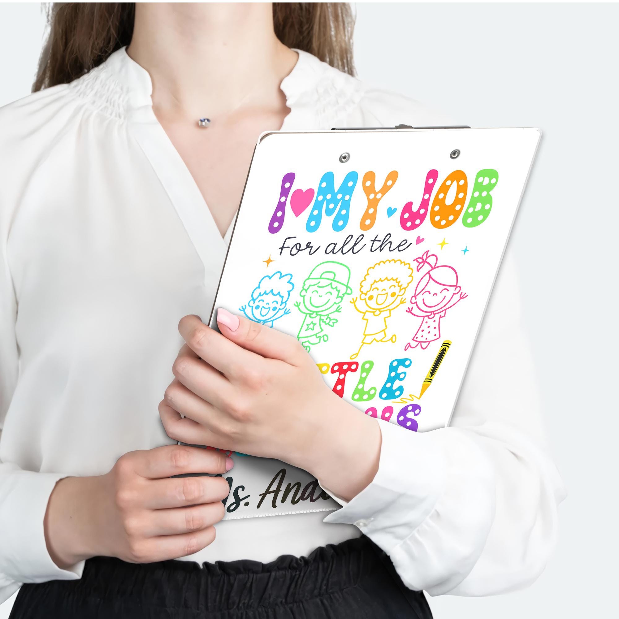 Custom Teacher Clipboard – I Love My Job for All the Little Reasons, Personalized Gift for Preschool, Kindergarten & Elementary