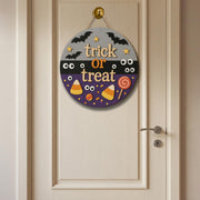 Trick or Treat 3D Wooden Sign, Halloween Candy Door Hanger, Cute Bat Wall Decor, Fun Fall Porch Decoration for Kids
