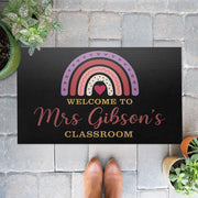 Personalized Teacher Doormat, Welcome to Classroom Rug, Custom Rainbow Door Mat, Cute School Decor for Teachers